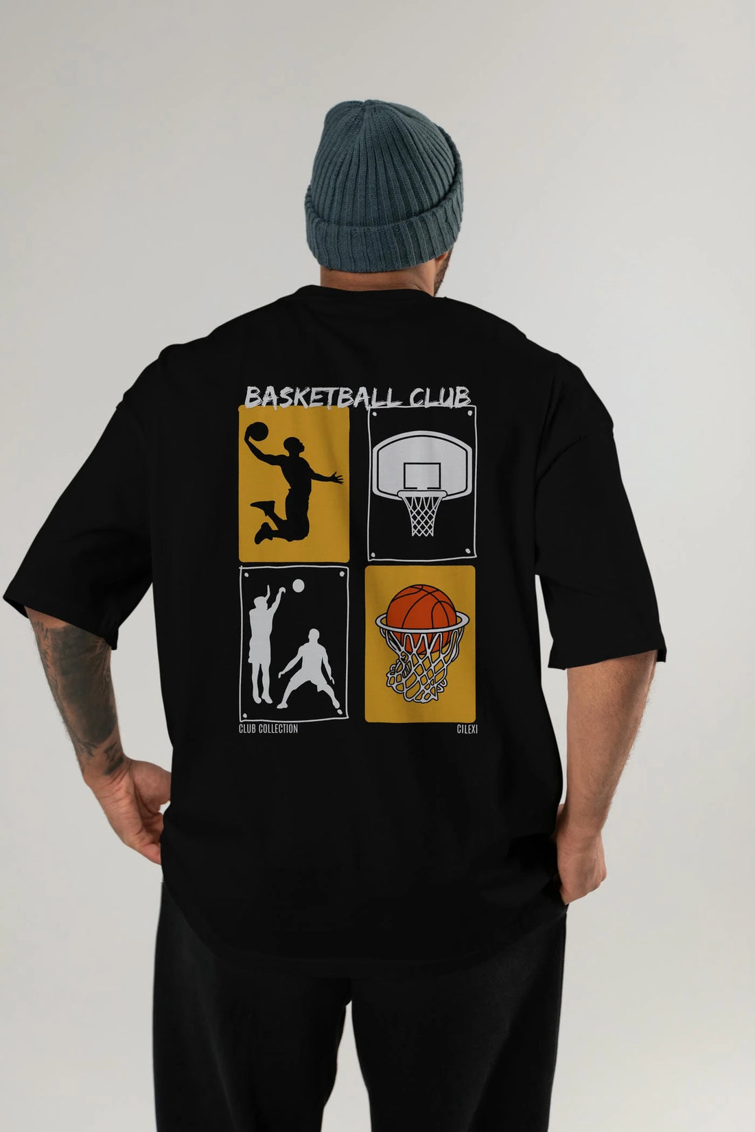 Basketball Club Arka Baskılı Oversize t-shirt Erkek Kadın %100 Pamuk Bisiklet Yaka tişort