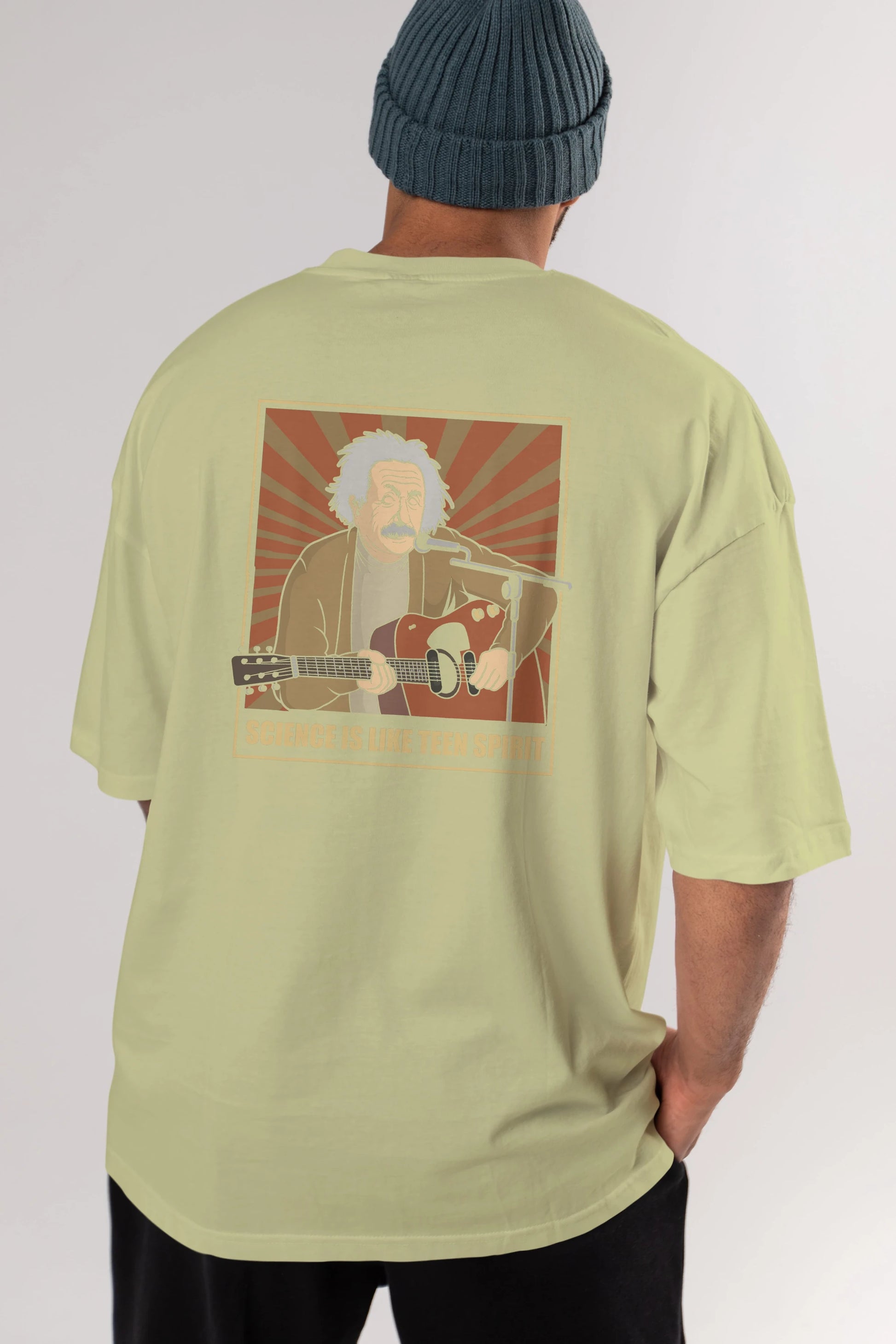 Kurt Einstein Arka Baskılı Oversize t-shirt Erkek Kadın Unisex %100 Pamuk tişort