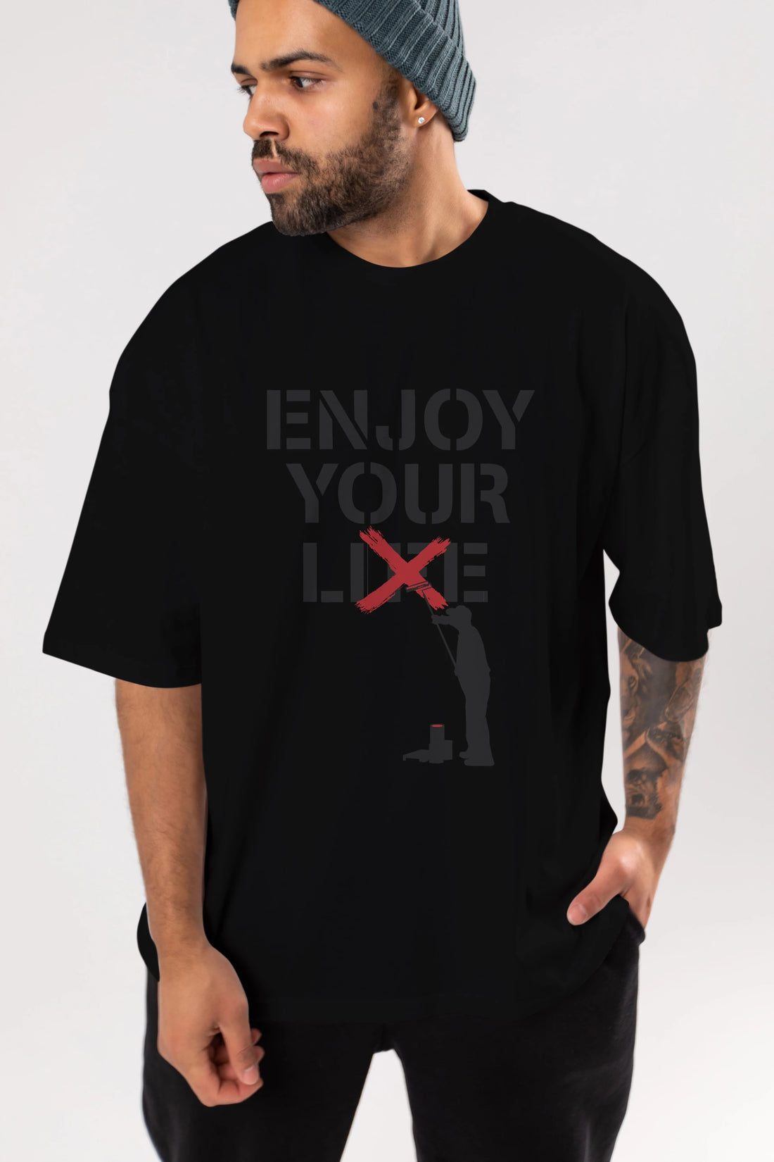 Enjoy Your Lie Ön Baskılı Oversize t-shirt %100 pamuk Erkek Kadın Unisex