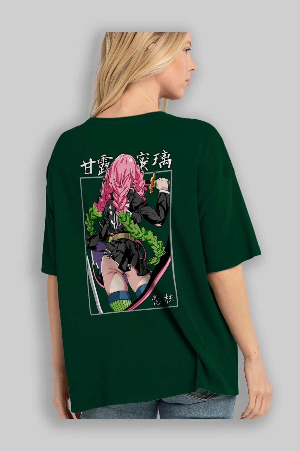 Mitsuri DEMONSLAYER Anime Arka Baskılı Oversize t-shirt Erkek Kadın Unisex