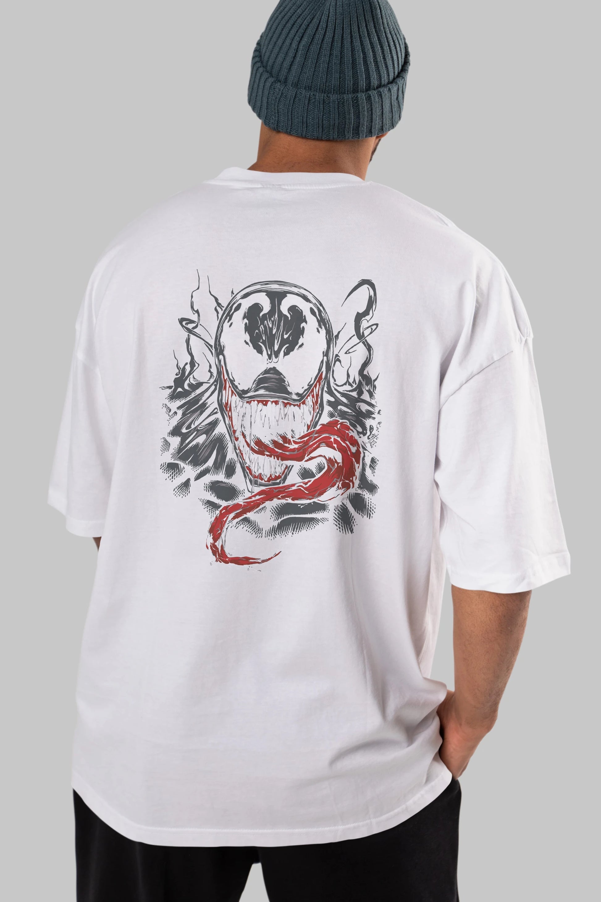 Venom (18) Arka Baskılı Oversize t-shirt Erkek Kadın Unisex %100 Pamuk Bisiklet Yaka tişort