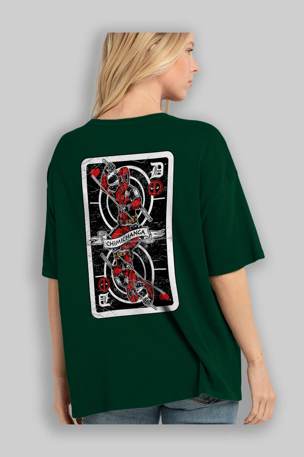 Deadpool Card Arka Baskılı Oversize t-shirt Erkek Kadın Unisex %100 Pamuk