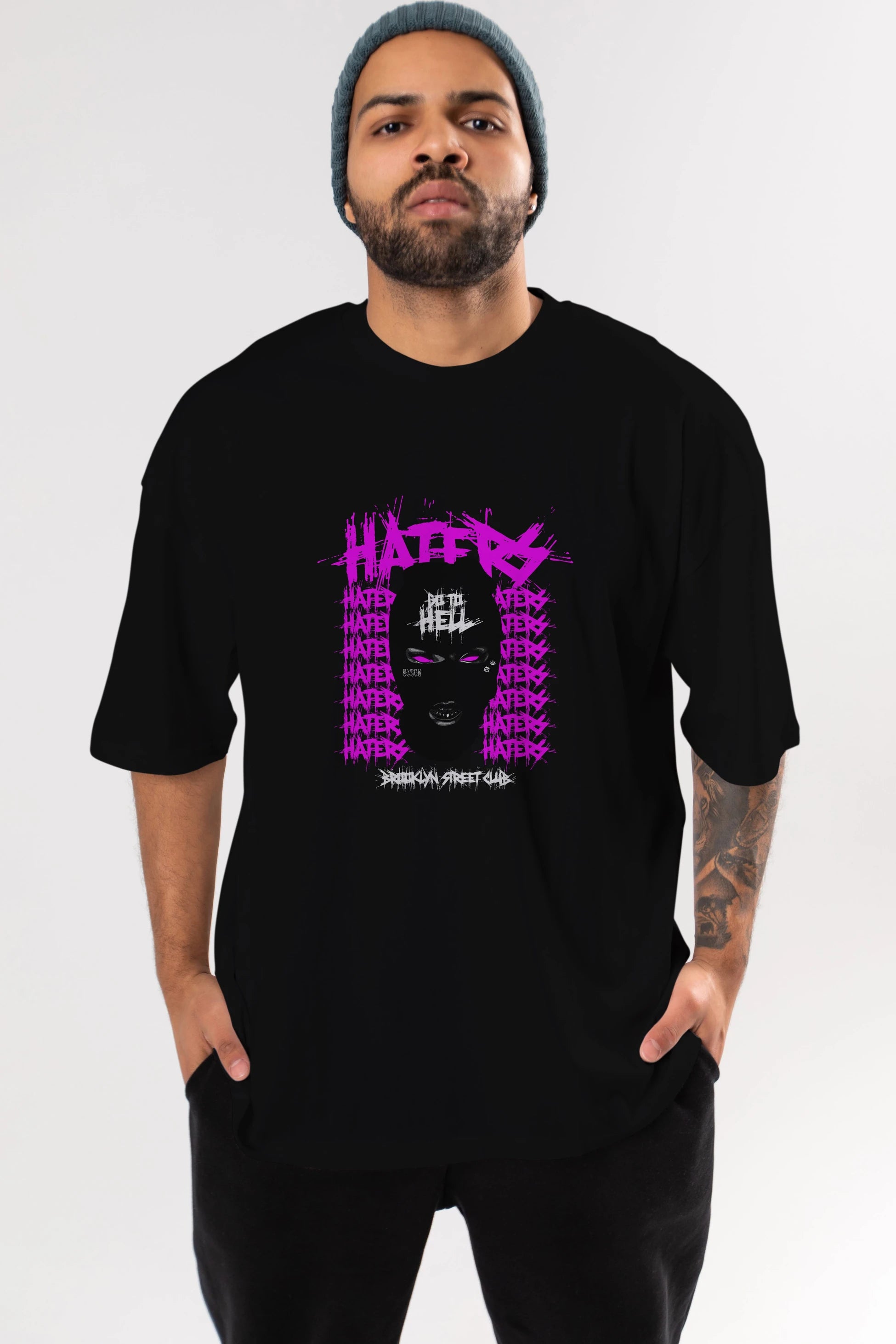 Haters Brooklyn Street Club Ön Baskılı Oversize t-shirt Erkek Kadın Unisex