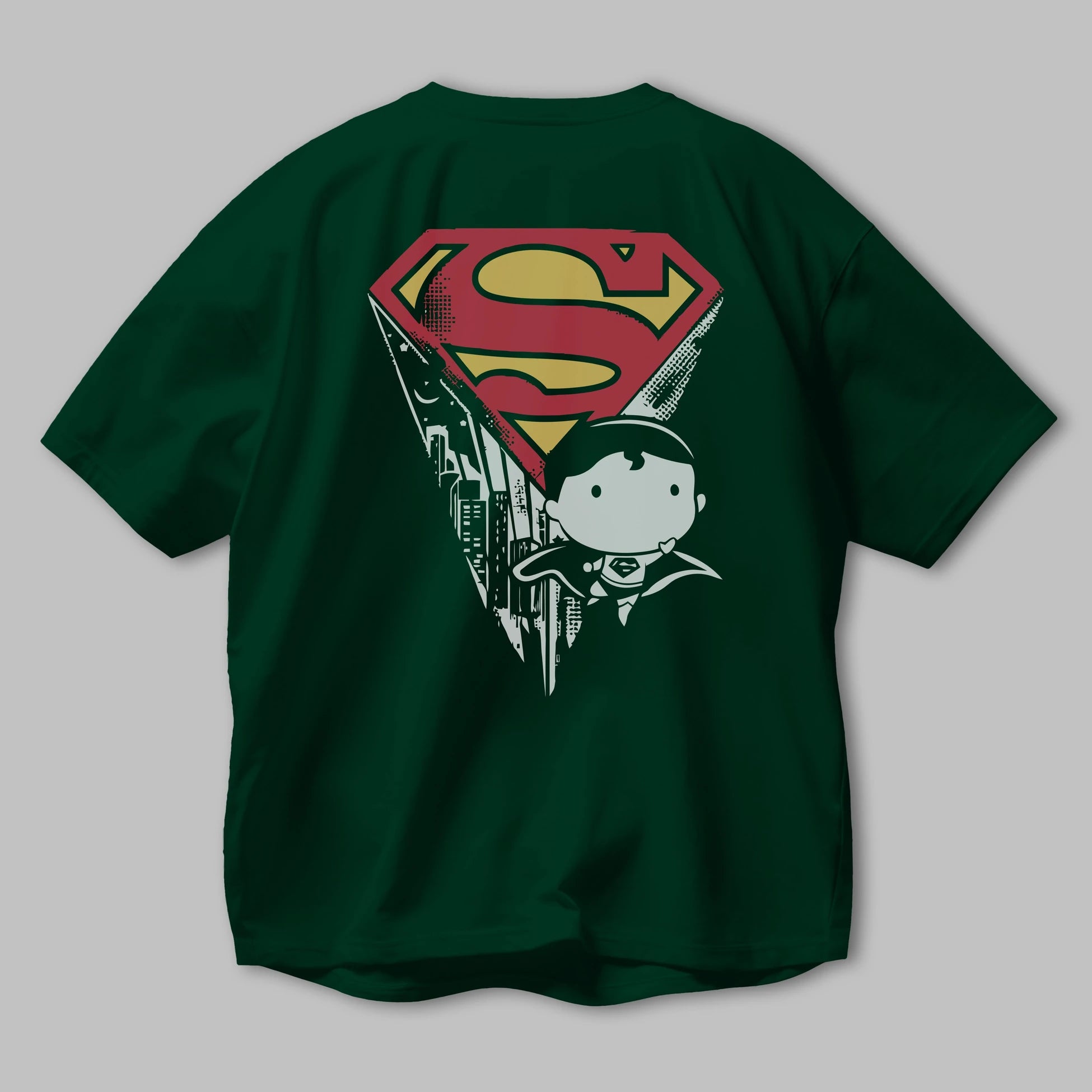 Superman Arka Baskılı Oversize t-shirt Erkek Kadın Unisex %100 Pamuk Bisiklet Yaka tişort