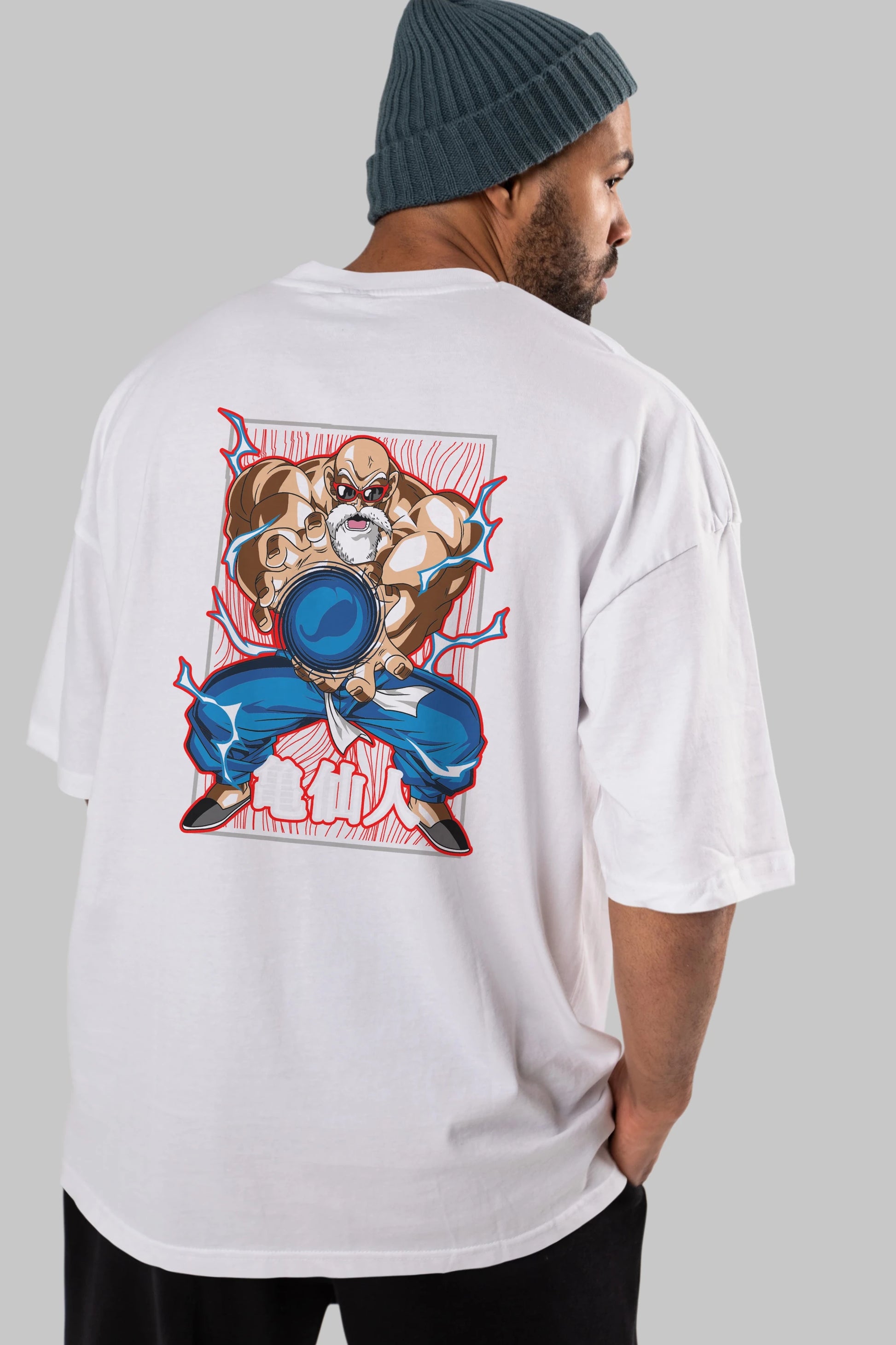 DragonBall MaestroRoshi Anime Arka Baskılı Oversize t-shirt Erkek Kadın Unisex