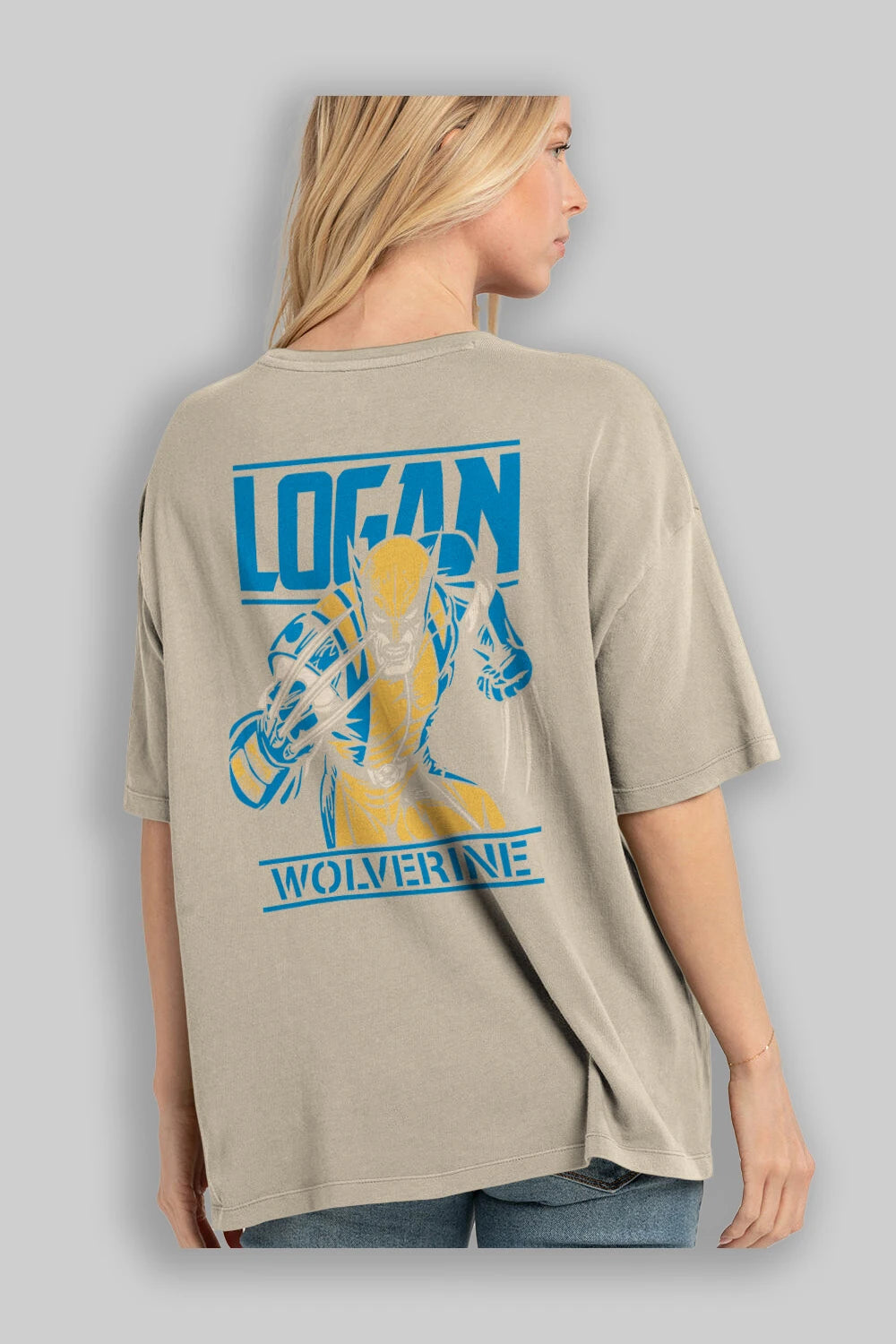 Wolverine Logan Arka Baskılı Oversize t-shirt Erkek Kadın Unisex %100 Pamuk Bisiklet Yaka tişort