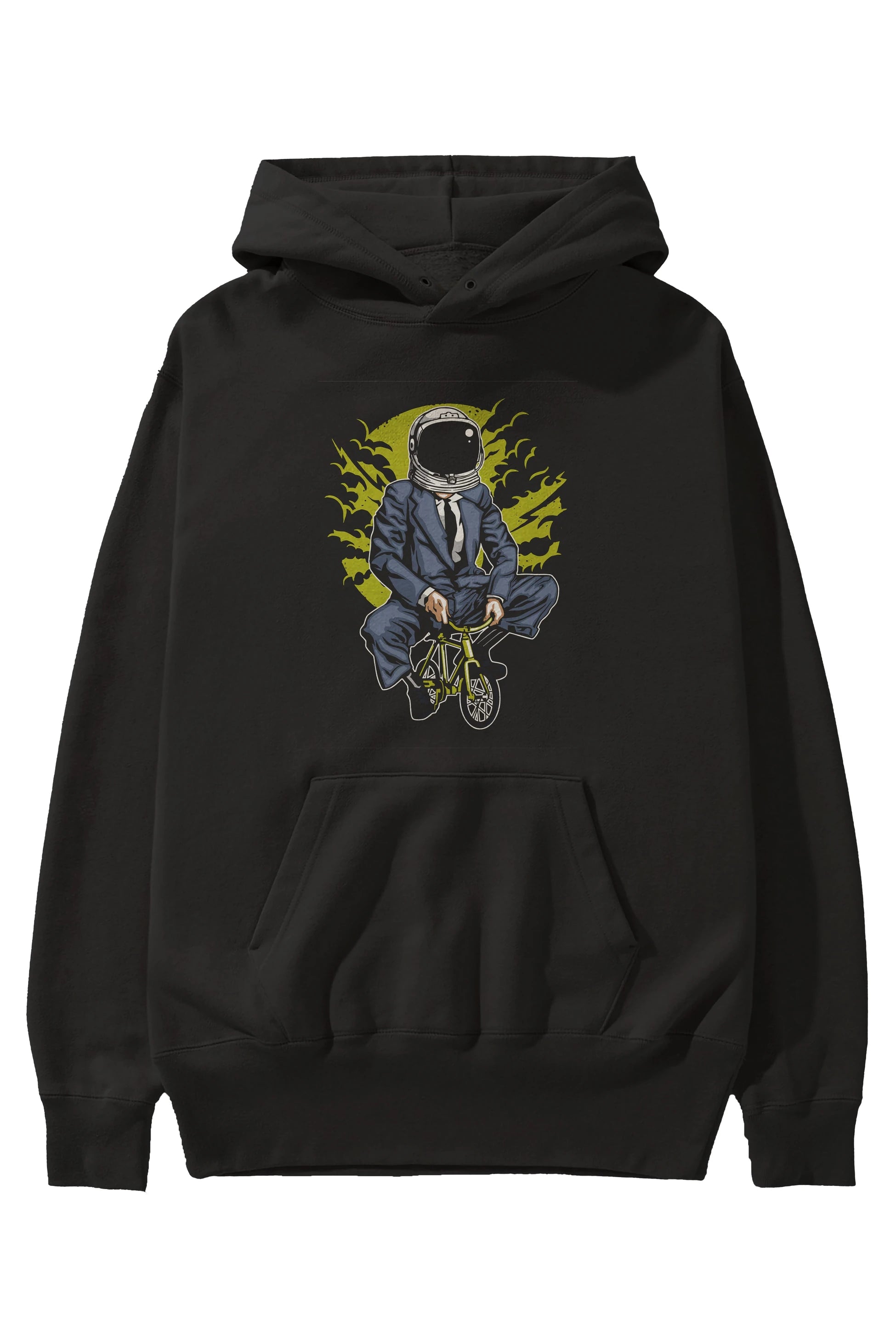 Bike To The Moon Ön Baskılı Hoodie Oversize Kapüşonlu Sweatshirt Erkek Kadın Unisex