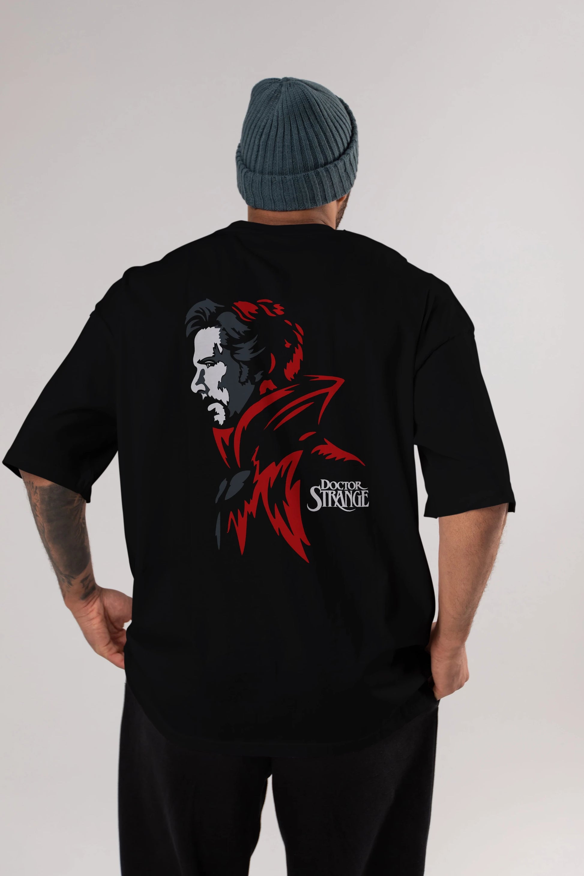 Doctor Strange (2) Arka Baskılı Oversize t-shirt Erkek Kadın Unisex %100 Pamuk Bisiklet Yaka tişort