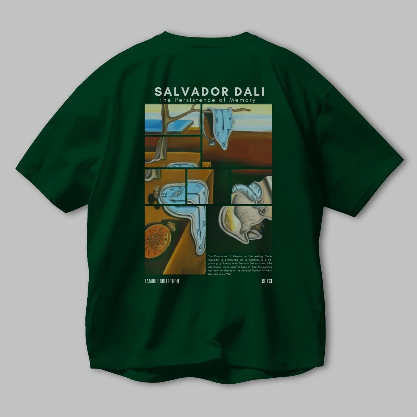 Salvador Dali Arka Baskılı Oversize t-shirt Erkek Kadın Bisiklet Yaka Pamuk tişort