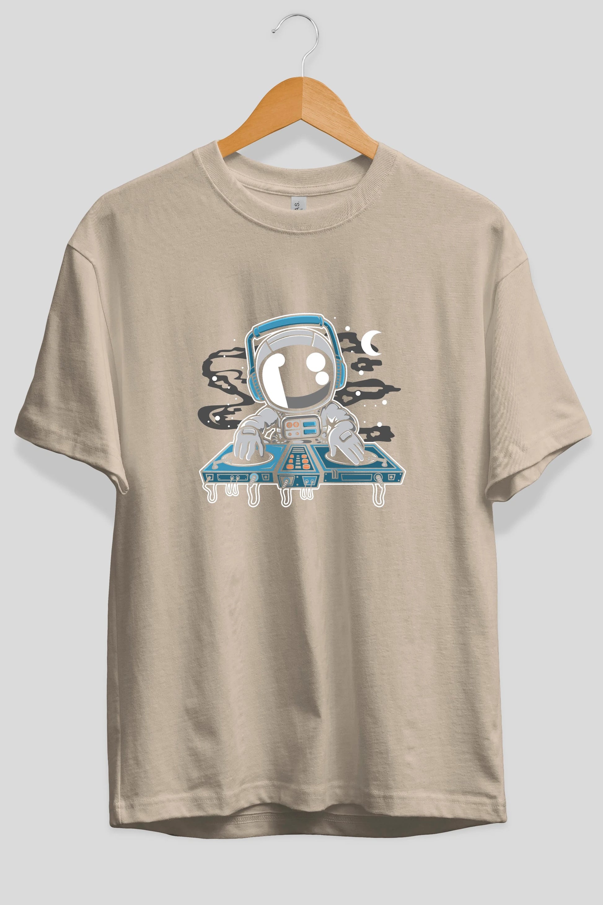 Astronaut Turntable Ön Baskılı Oversize t-shirt Erkek Kadın Unisex