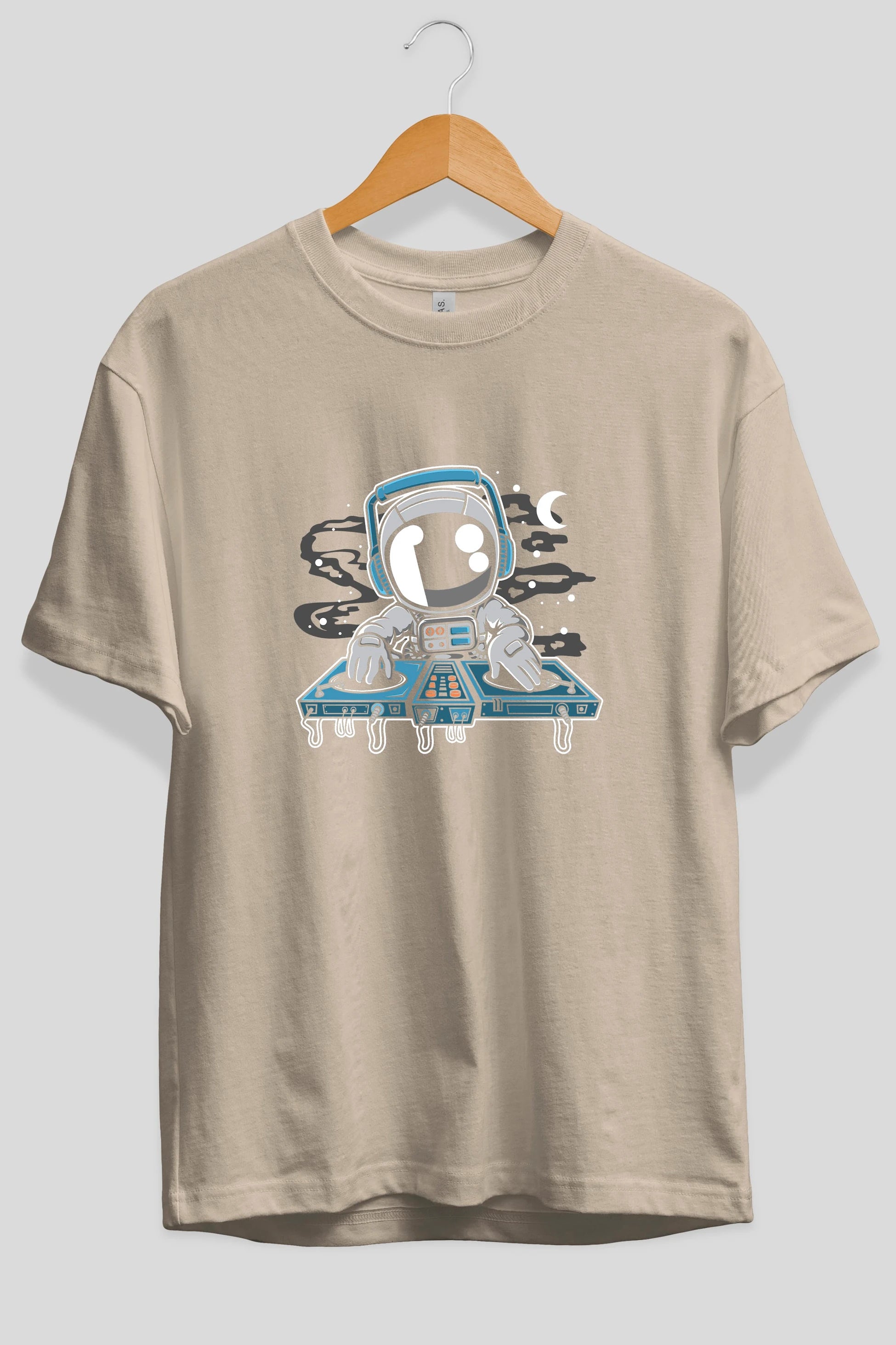 Astronaut Turntable Ön Baskılı Oversize t-shirt Erkek Kadın Unisex