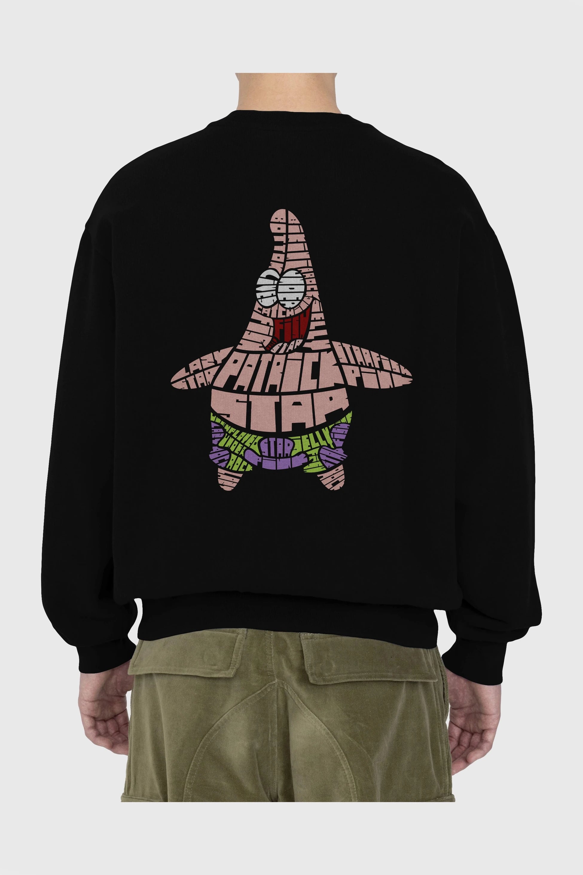 Patrick Star Arka Baskılı Oversize Sweatshirt Erkek Kadın Unisex