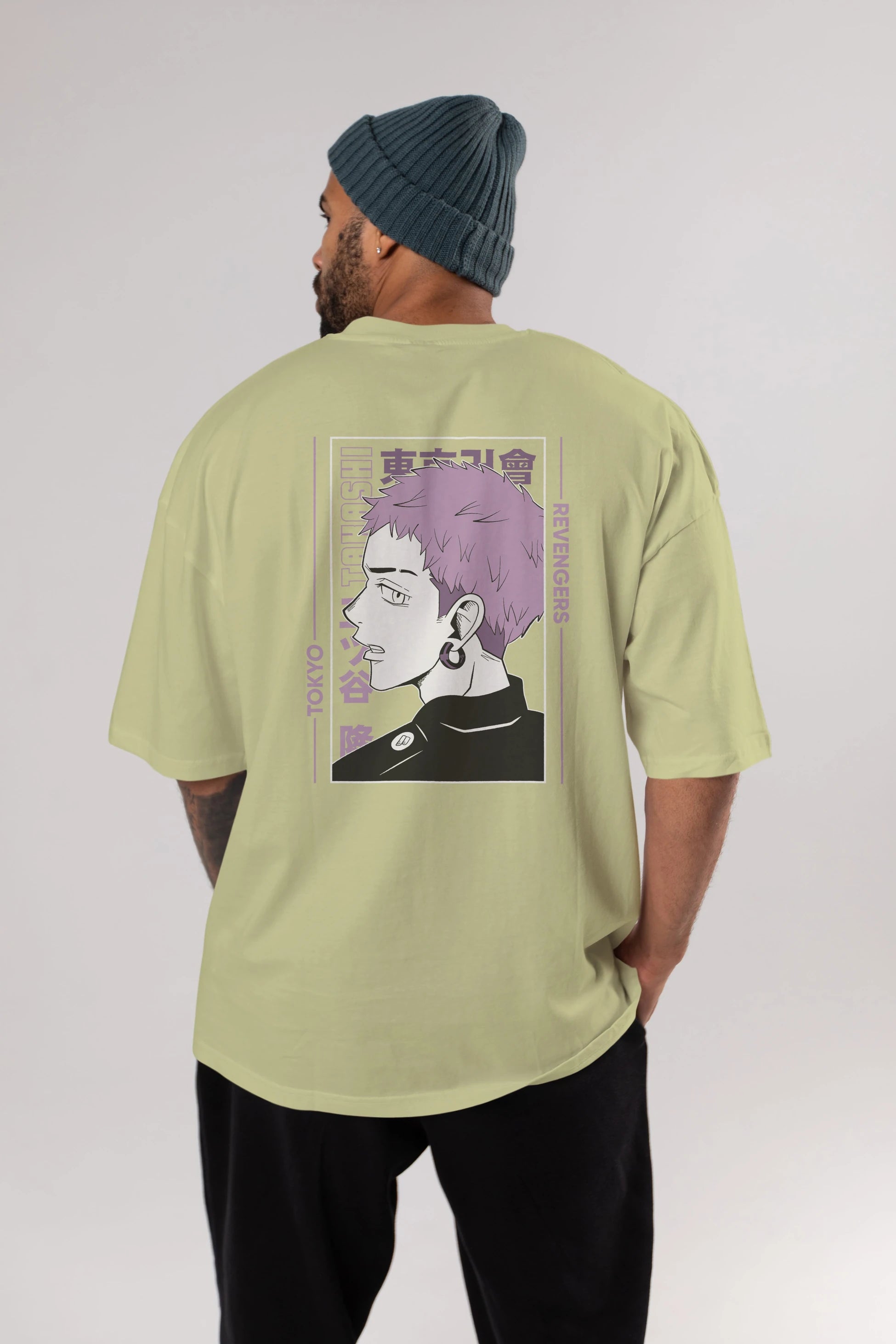 Takashi Mitsuya Anime Arka Baskılı Oversize t-shirt Erkek Kadın Unisex