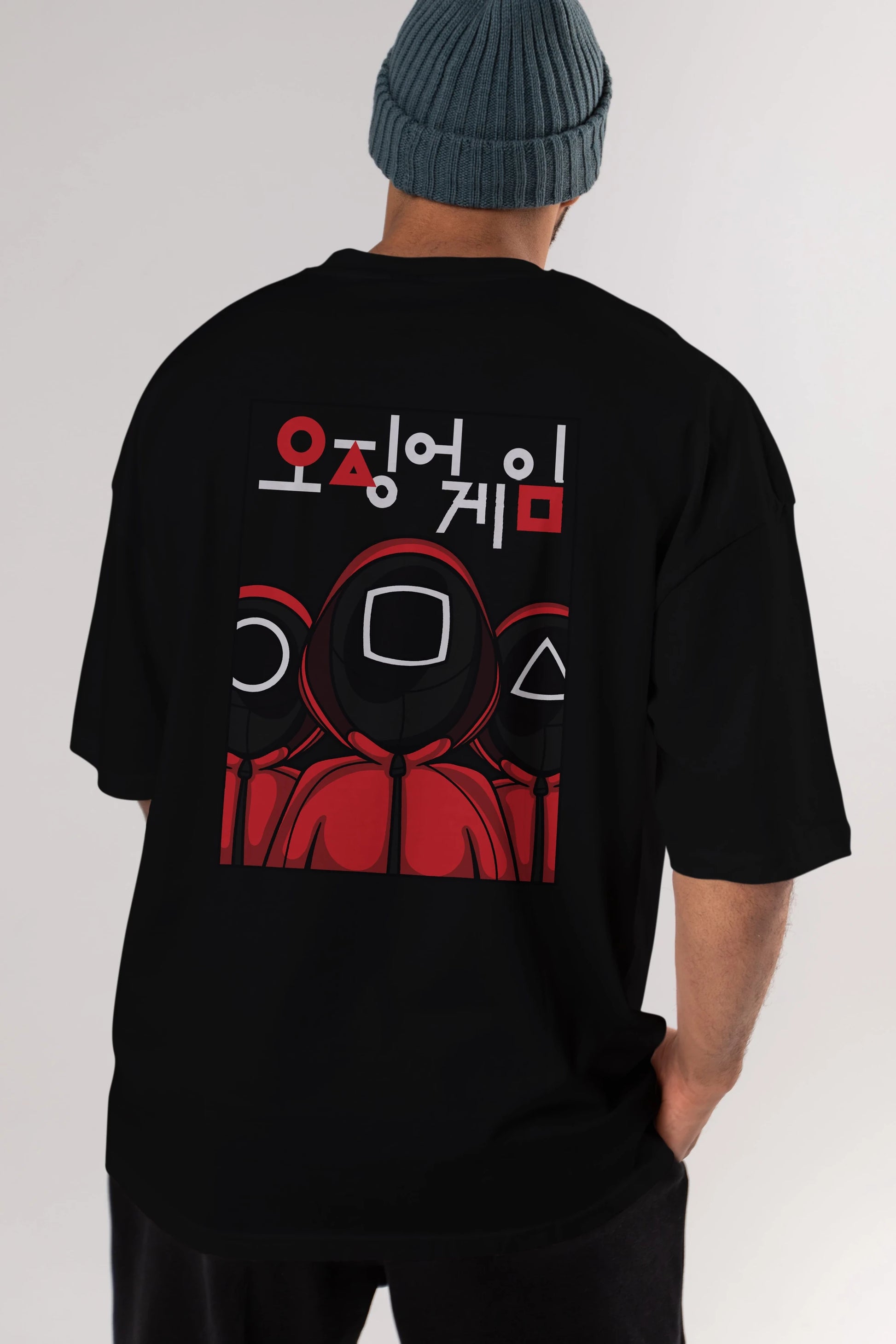 Squid Game (7) Arka Baskılı Oversize t-shirt Erkek Kadın Unisex %100 Pamuk Bisiklet Yaka tişort
