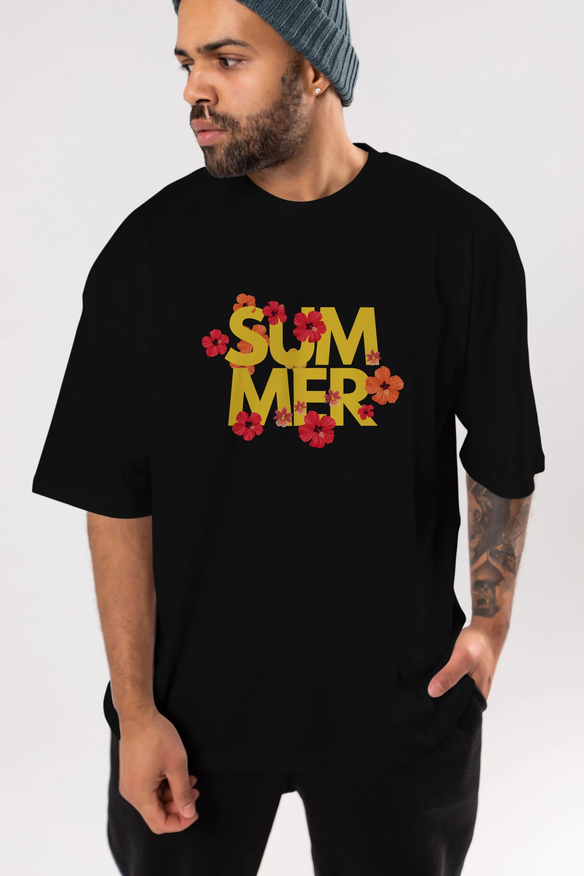 Summer Yazılı 2 Ön Baskılı Oversize t-shirt Erkek Kadın Unisex