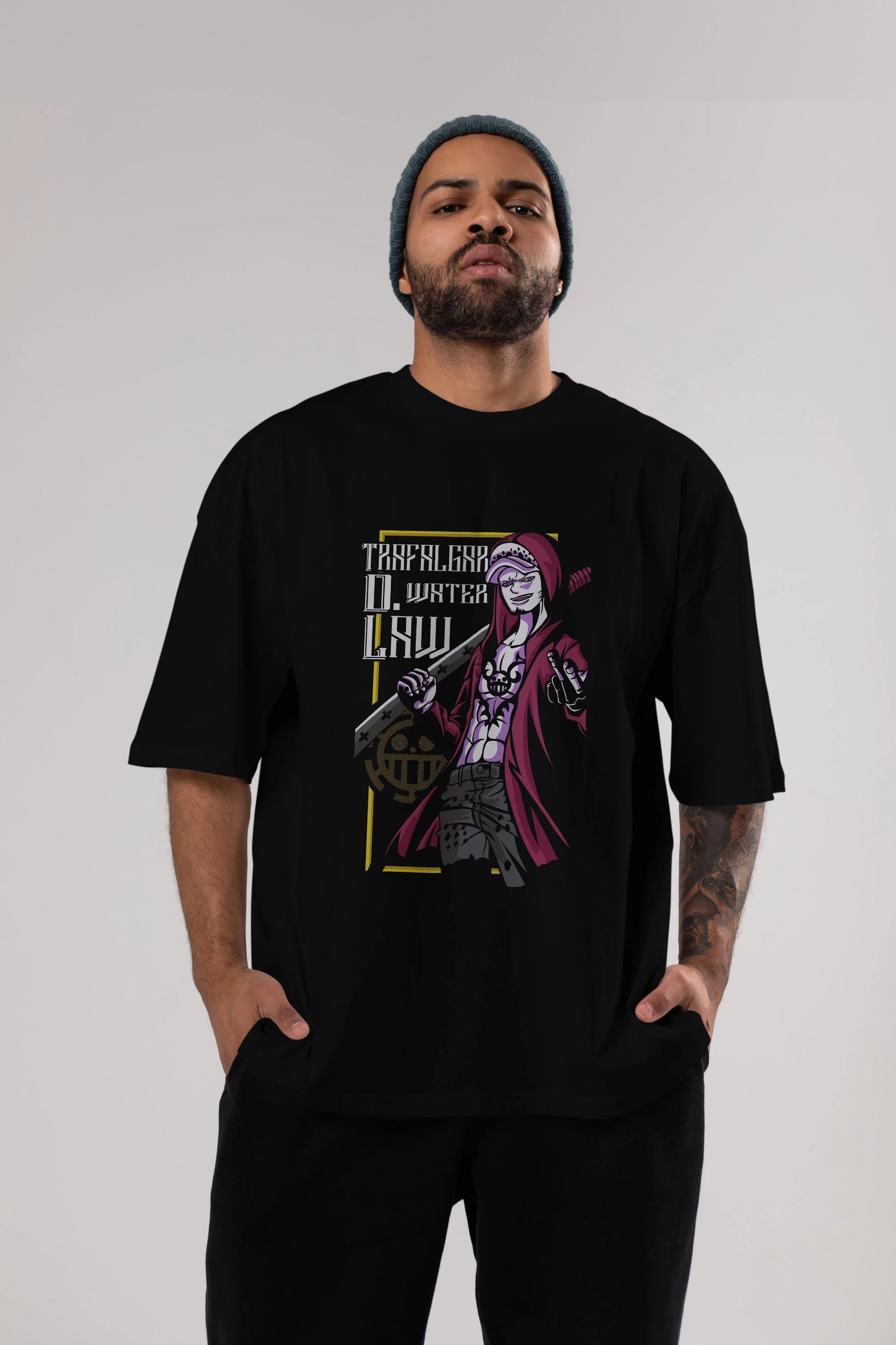 Trafalgar D. Water Law Anime Ön Baskılı Oversize t-shirt Erkek Kadın Unisex