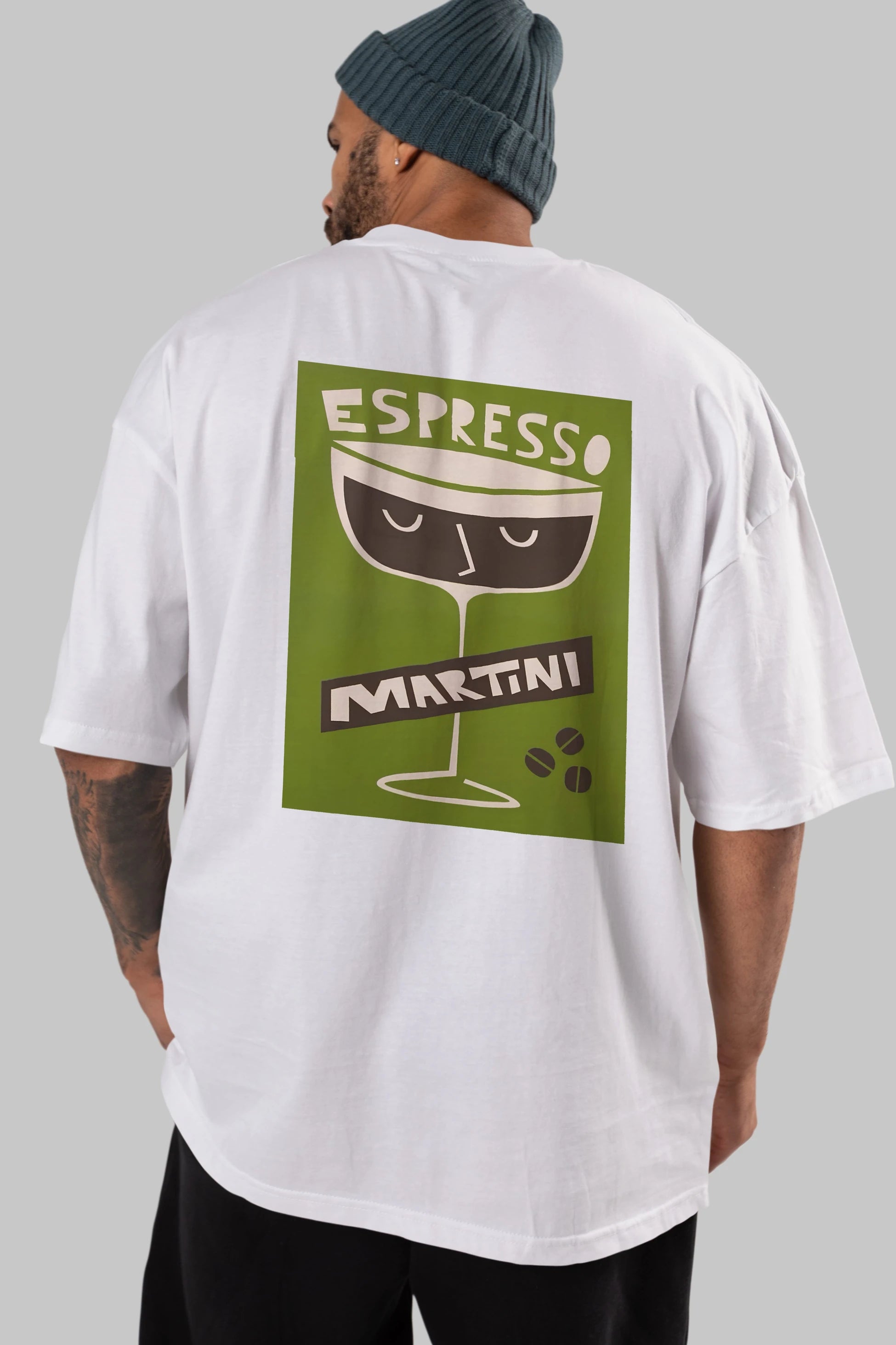 Espresso Martini 2 Arka Baskılı Oversize t-shirt Erkek Kadın Unisex %100 Pamuk Bisiklet Yaka tişort
