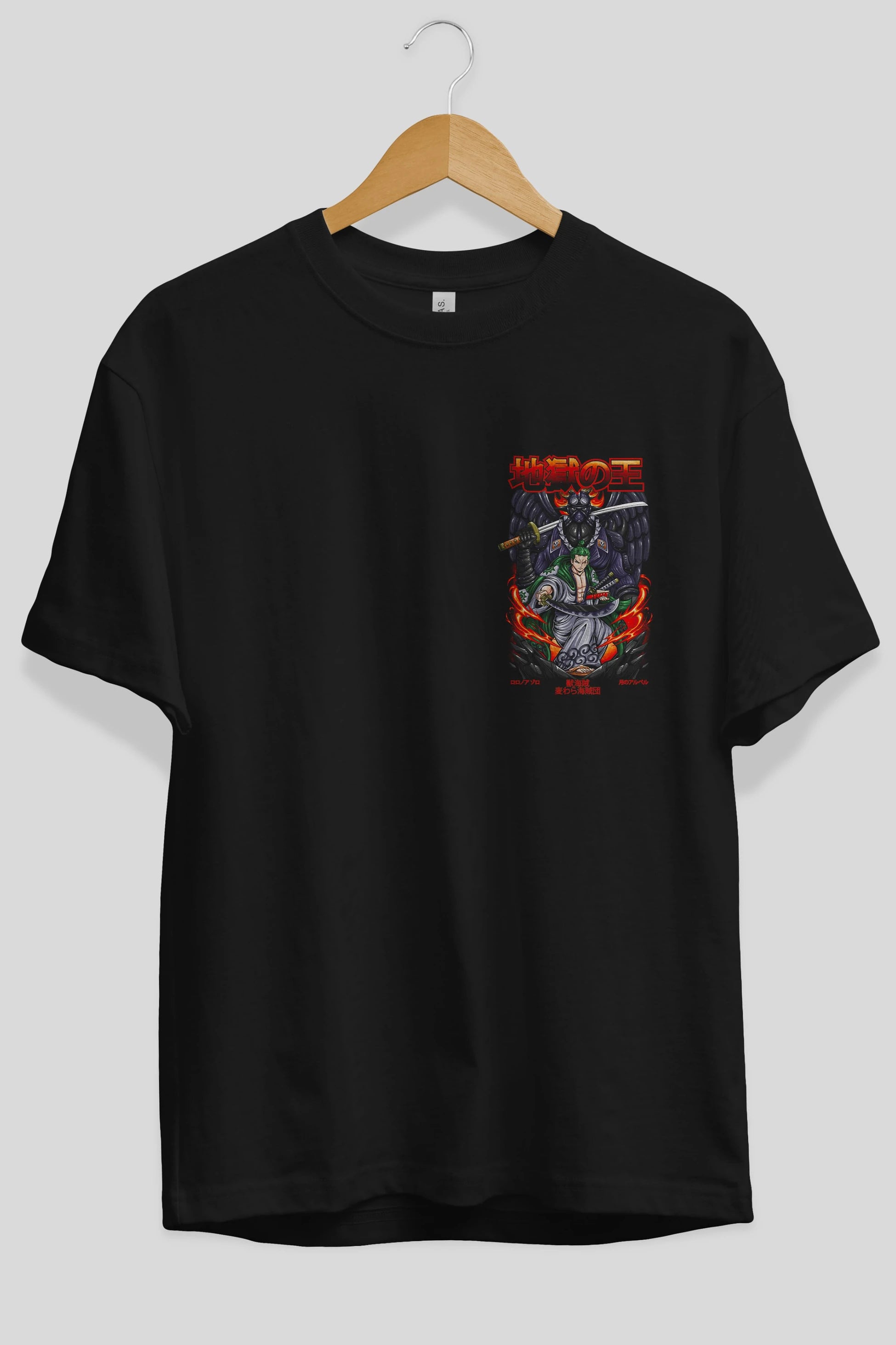 Roronoa Zoro 4 Ön Sol Baskılı Oversize t-shirt Erkek Kadın Unisex %100 Pamuk Bisiklet Yaka tişort