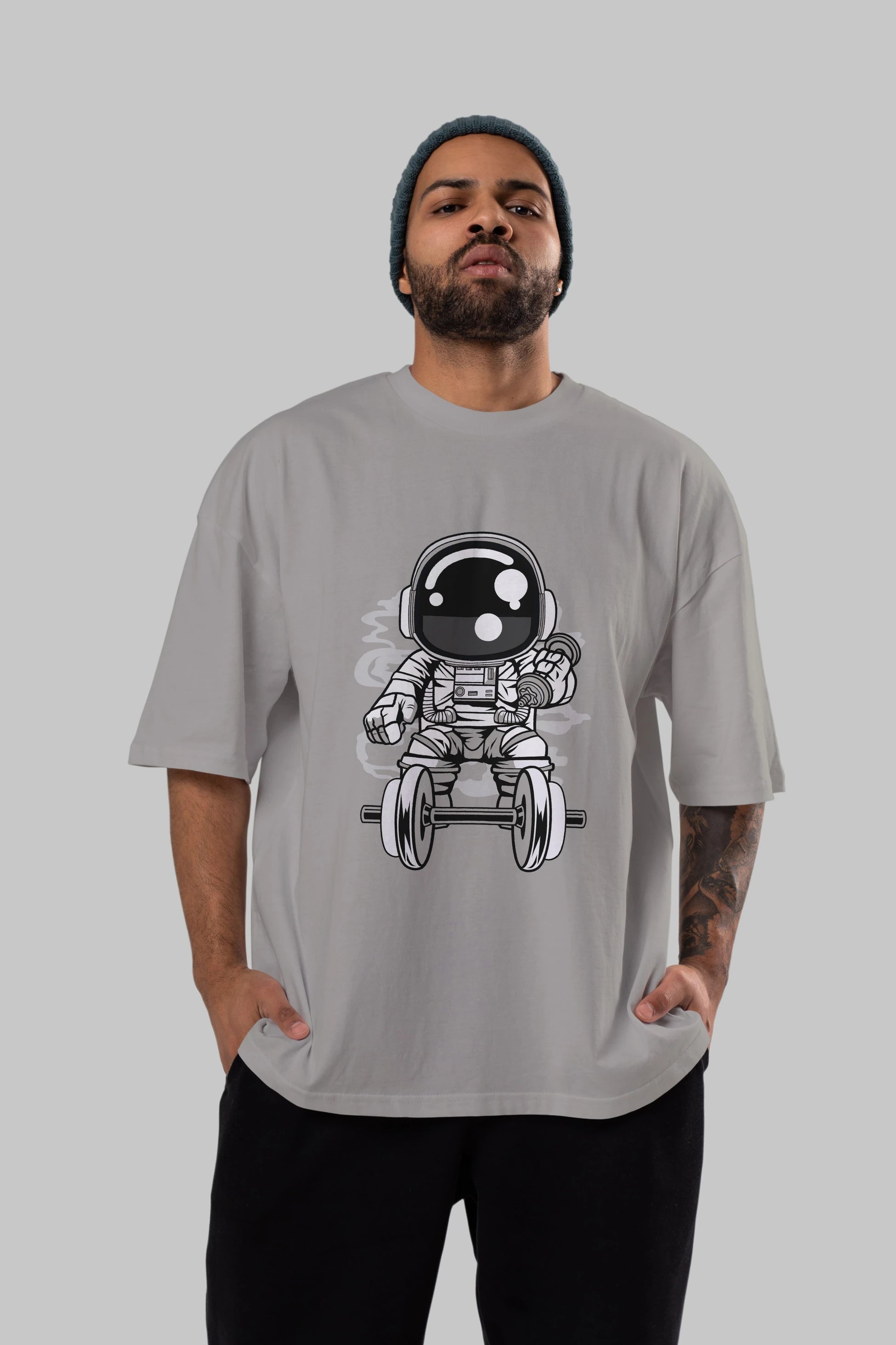 Astronaut Gym Ön Baskılı Oversize t-shirt Erkek Kadın Unisex