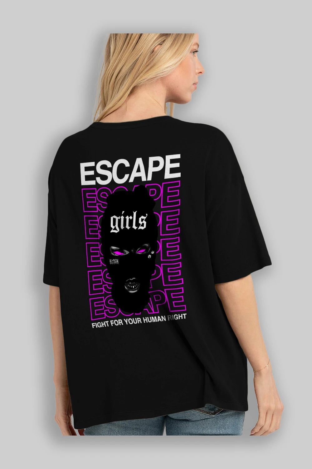 Escape Girl Arka Baskılı Oversize t-shirt Erkek Kadın Unisex
