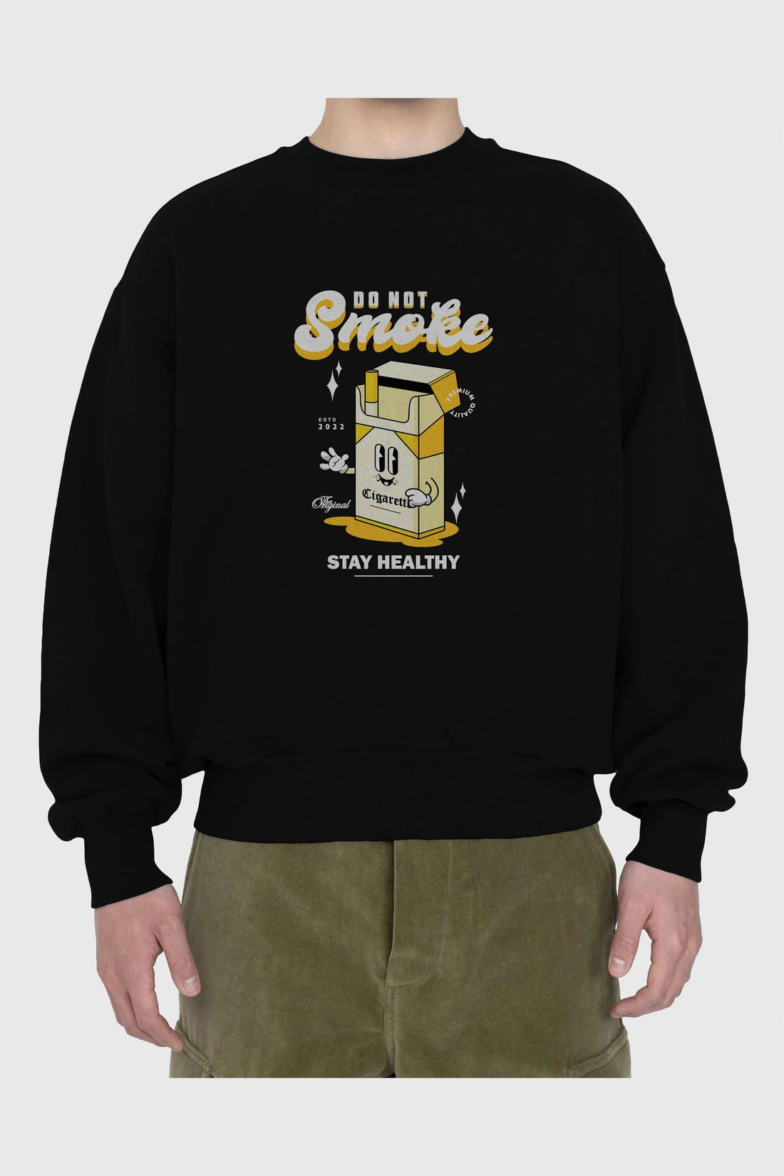 Do Not Smoke Ön Baskılı Oversize Sweatshirt Erkek Kadın Unisex