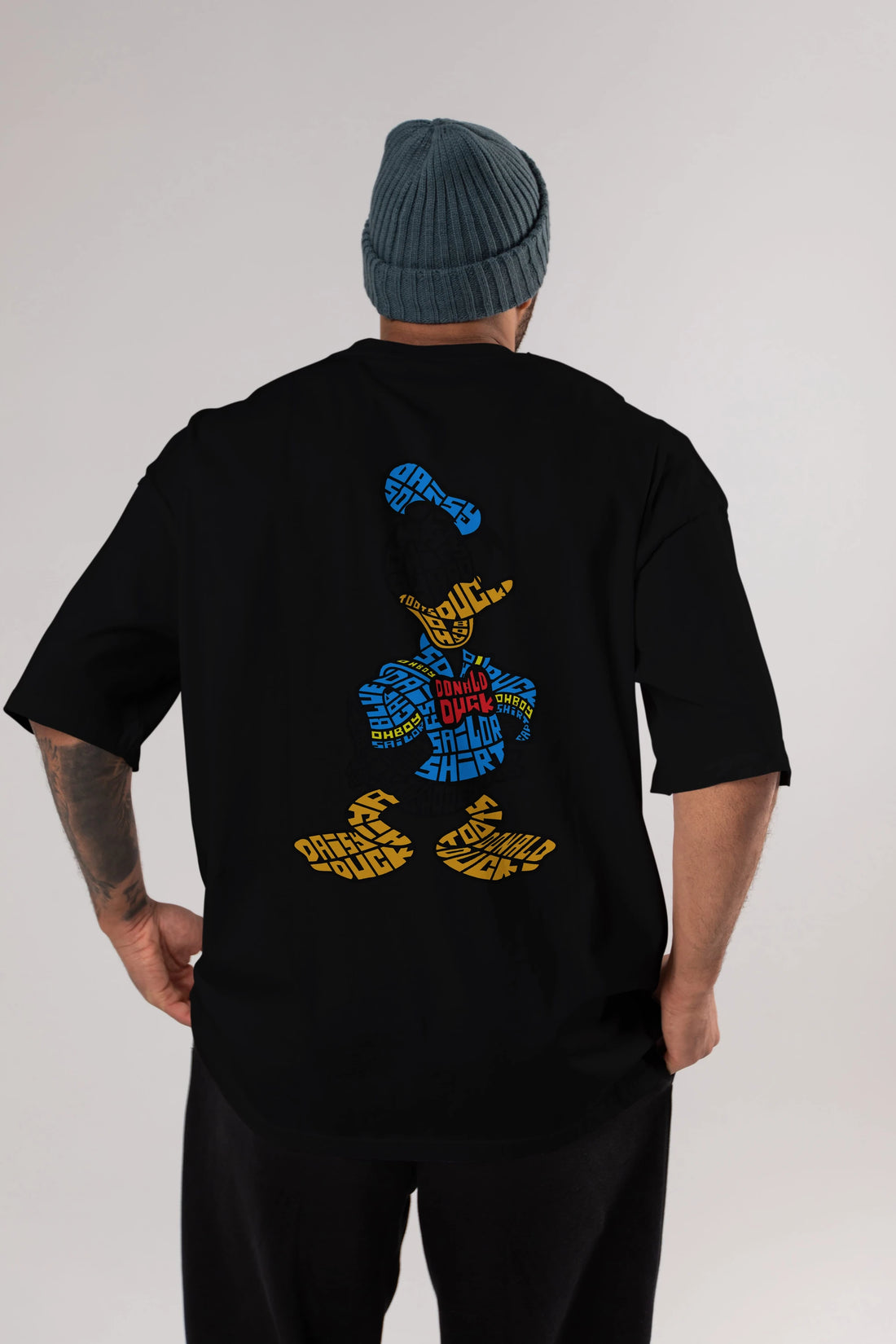 Donald Arka Baskılı Oversize t-shirt %100 pamuk Erkek Kadın Unisex