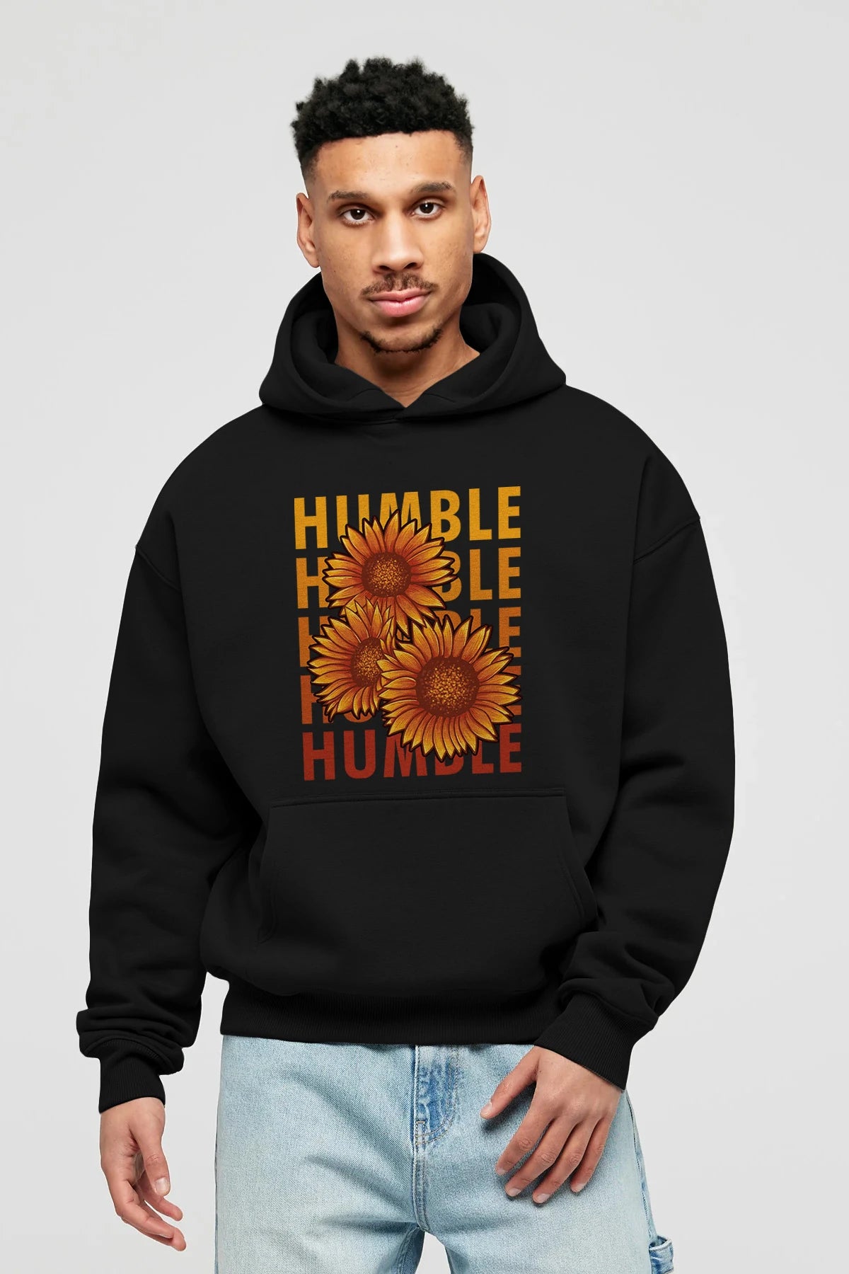 Humble 2 Ön Baskılı Hoodie Oversize Kapüşonlu Sweatshirt Erkek Kadın Unisex