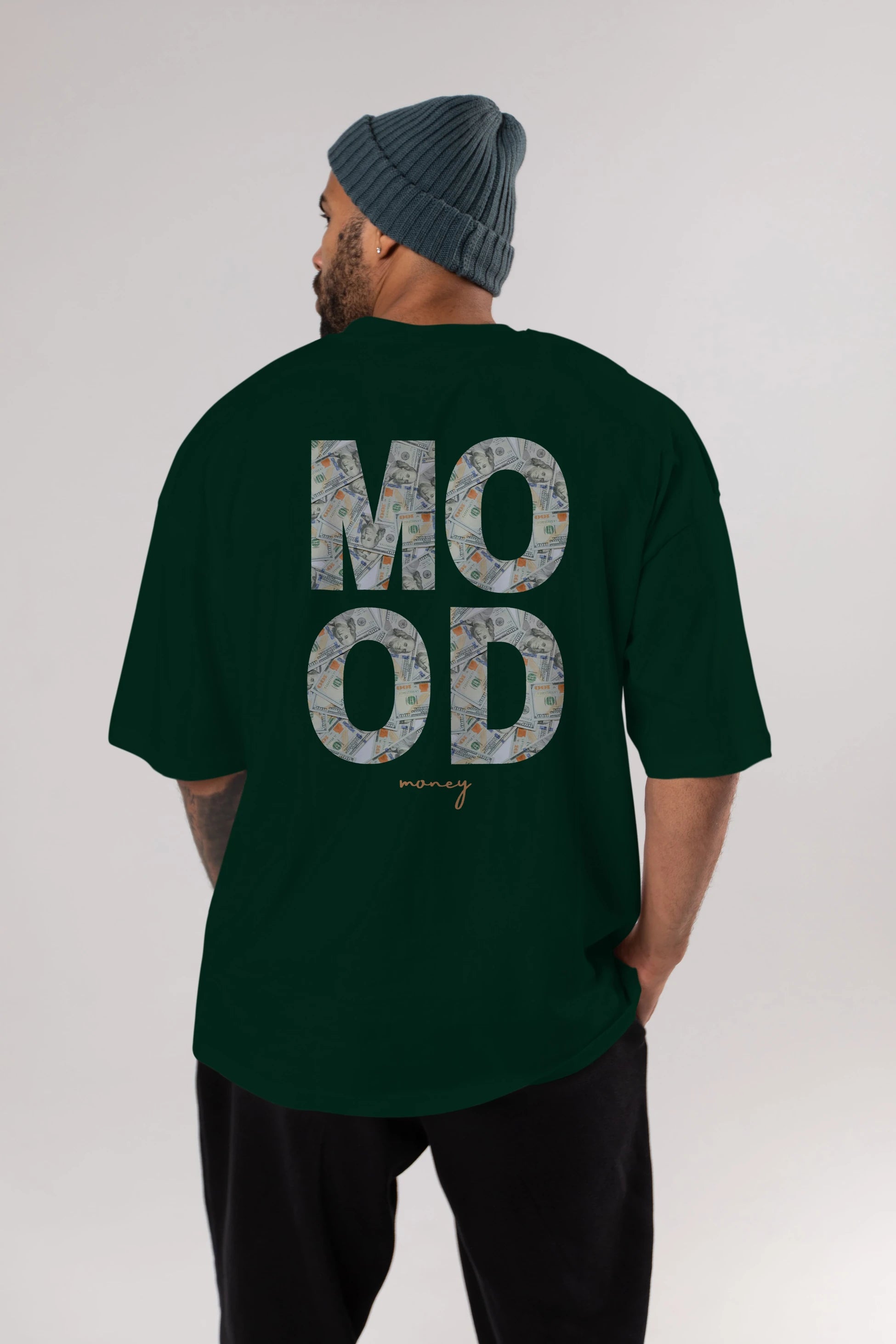 Mood Money Yazılı Arka Baskılı Oversize t-shirt Erkek Kadın Unisex