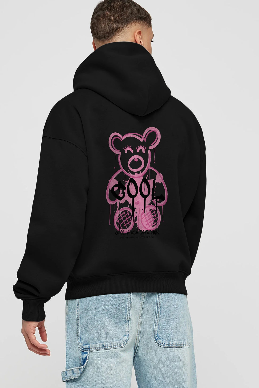 Cool Bear Arka Baskılı Hoodie Oversize Kapüşonlu Sweatshirt Erkek Kadın Unisex