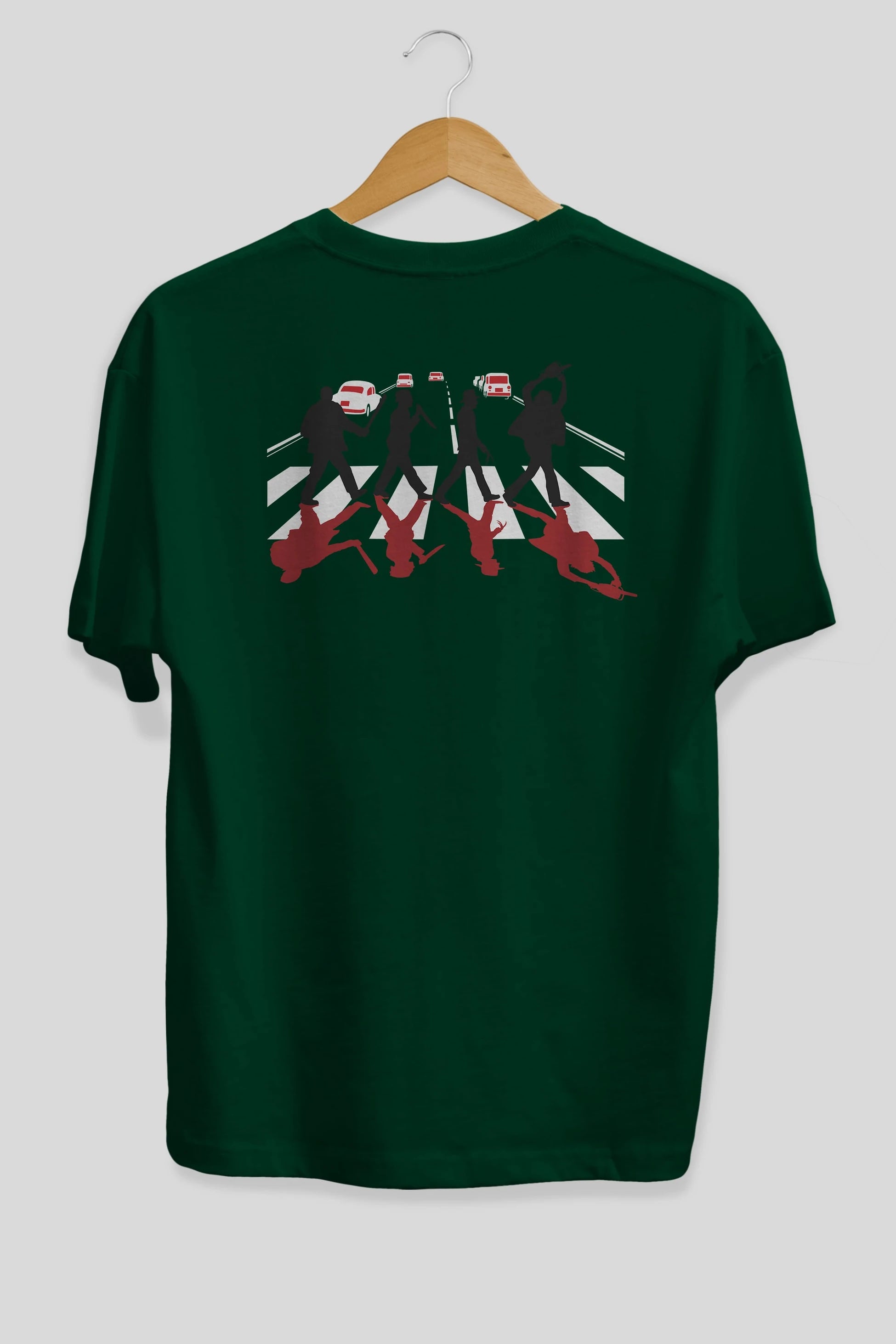 Abbey Road Killer Red Arka Baskılı Oversize t-shirt %100 pamuk Erkek Kadın Unisex