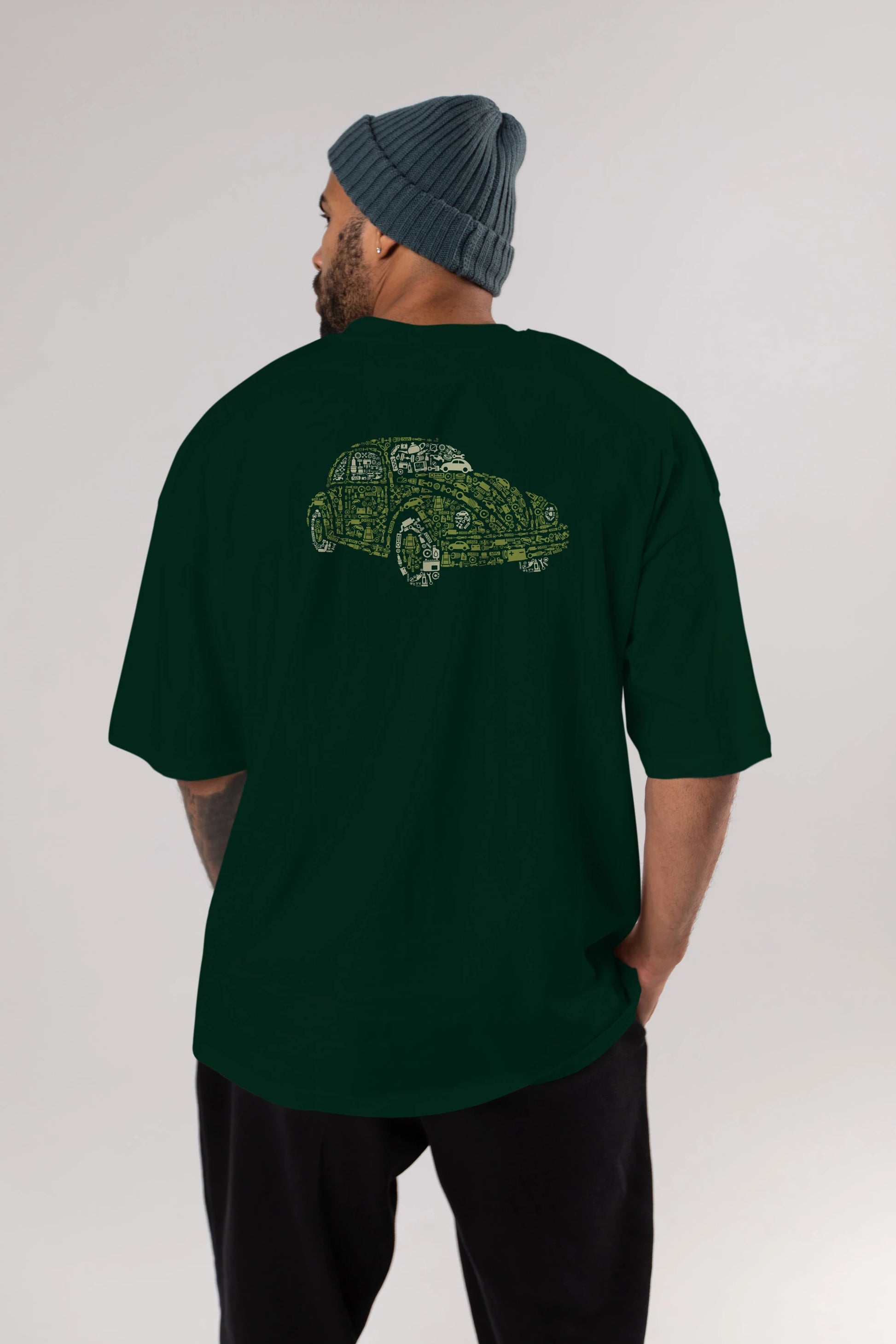 Beetle Arka Baskılı Oversize t-shirt %100 pamuk Erkek Kadın Unisex