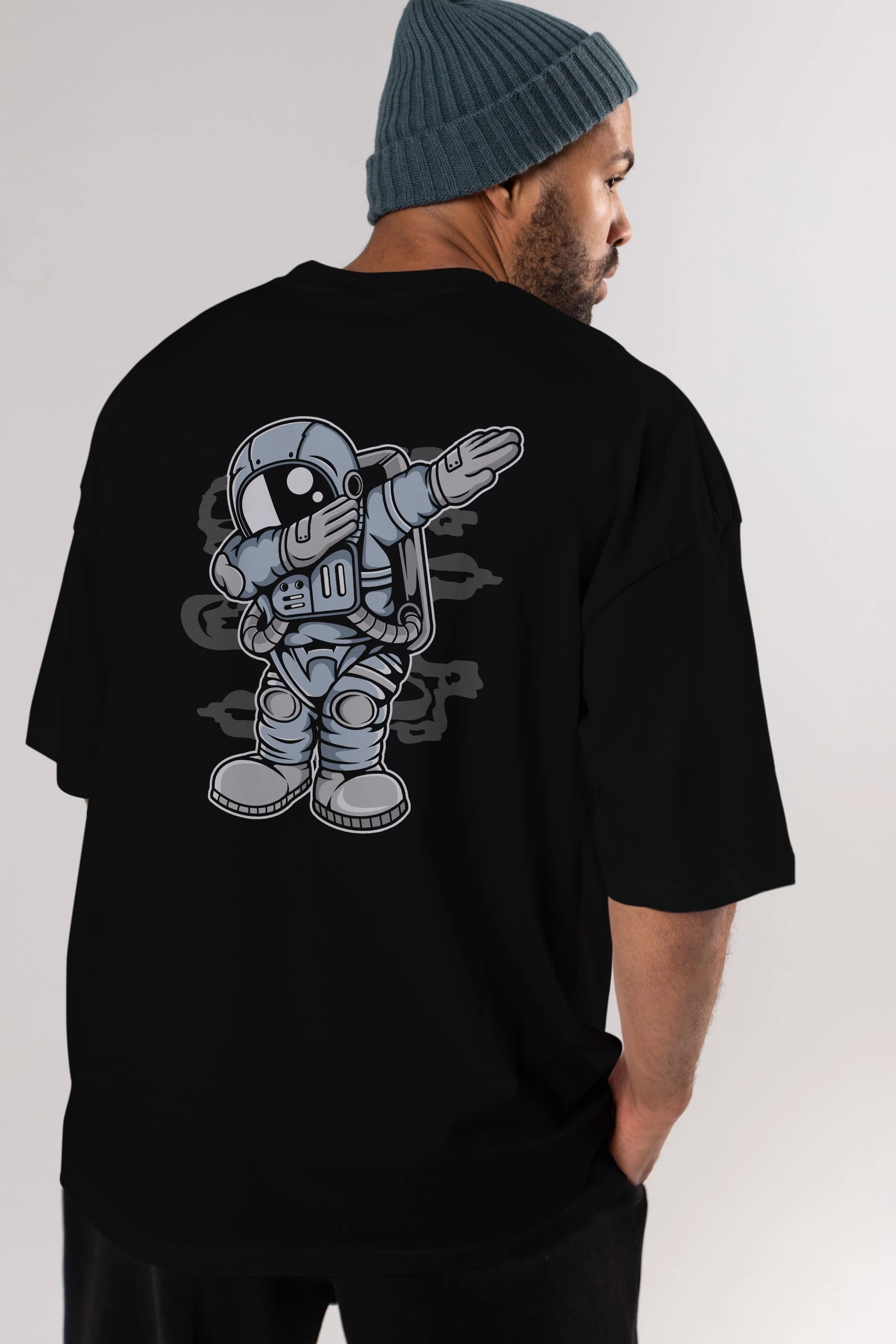 Astronaut Dab Arka Baskılı Oversize t-shirt Erkek Kadın Unisex