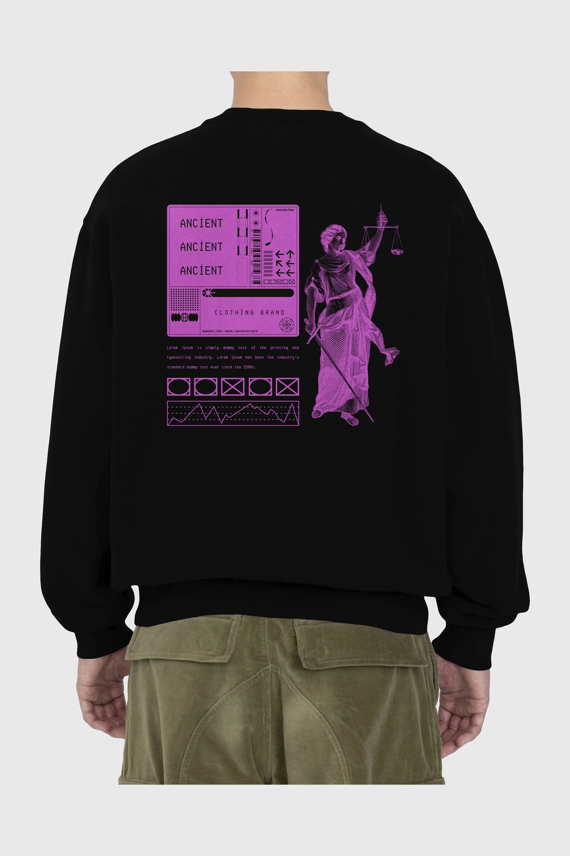 Ancient Streetwear Arka Baskılı Oversize Sweatshirt Erkek Kadın Unisex