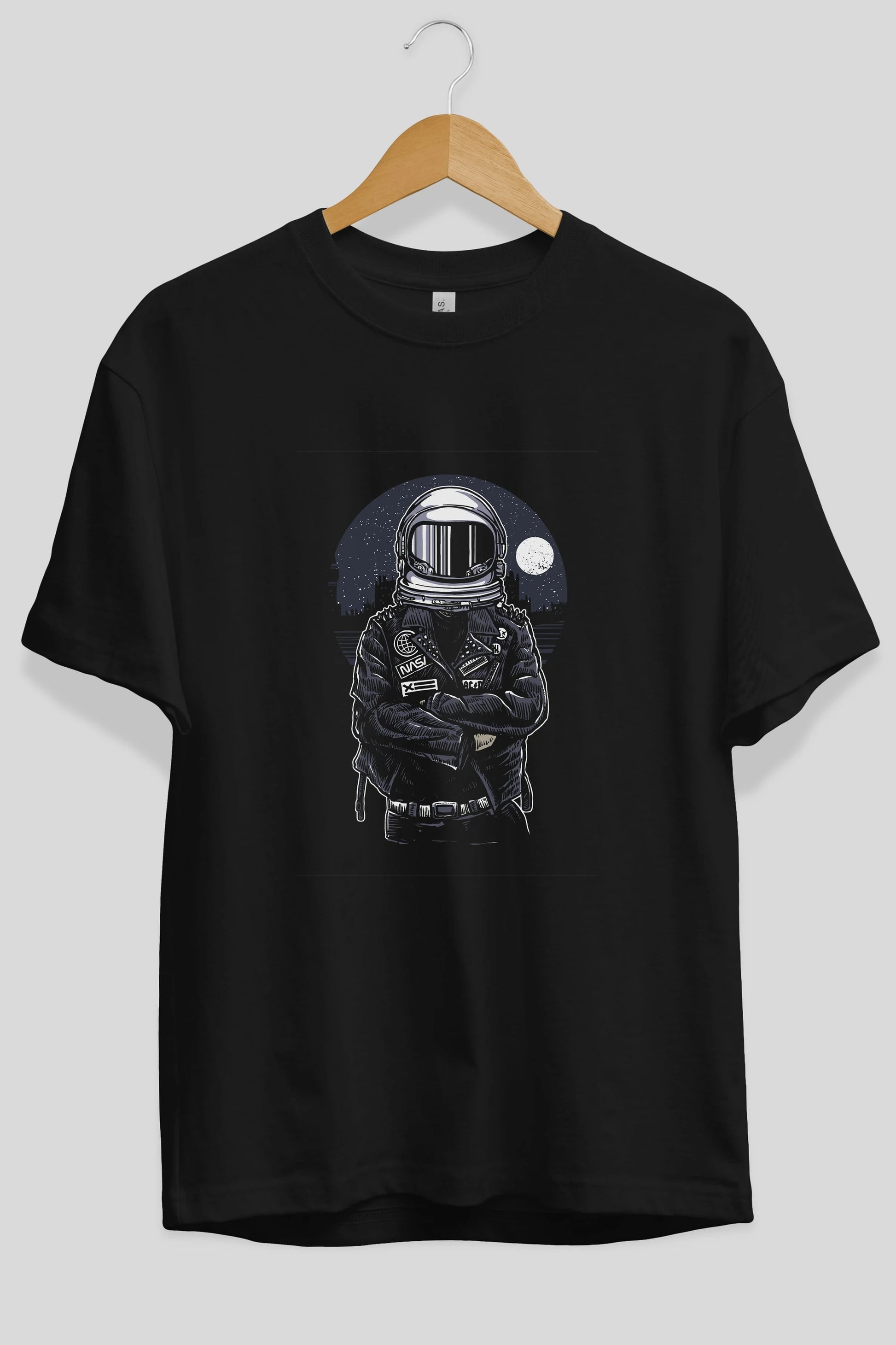Astronaut Rebel Ön Baskılı Oversize t-shirt Erkek Kadın Unisex %100 Pamuk tişort