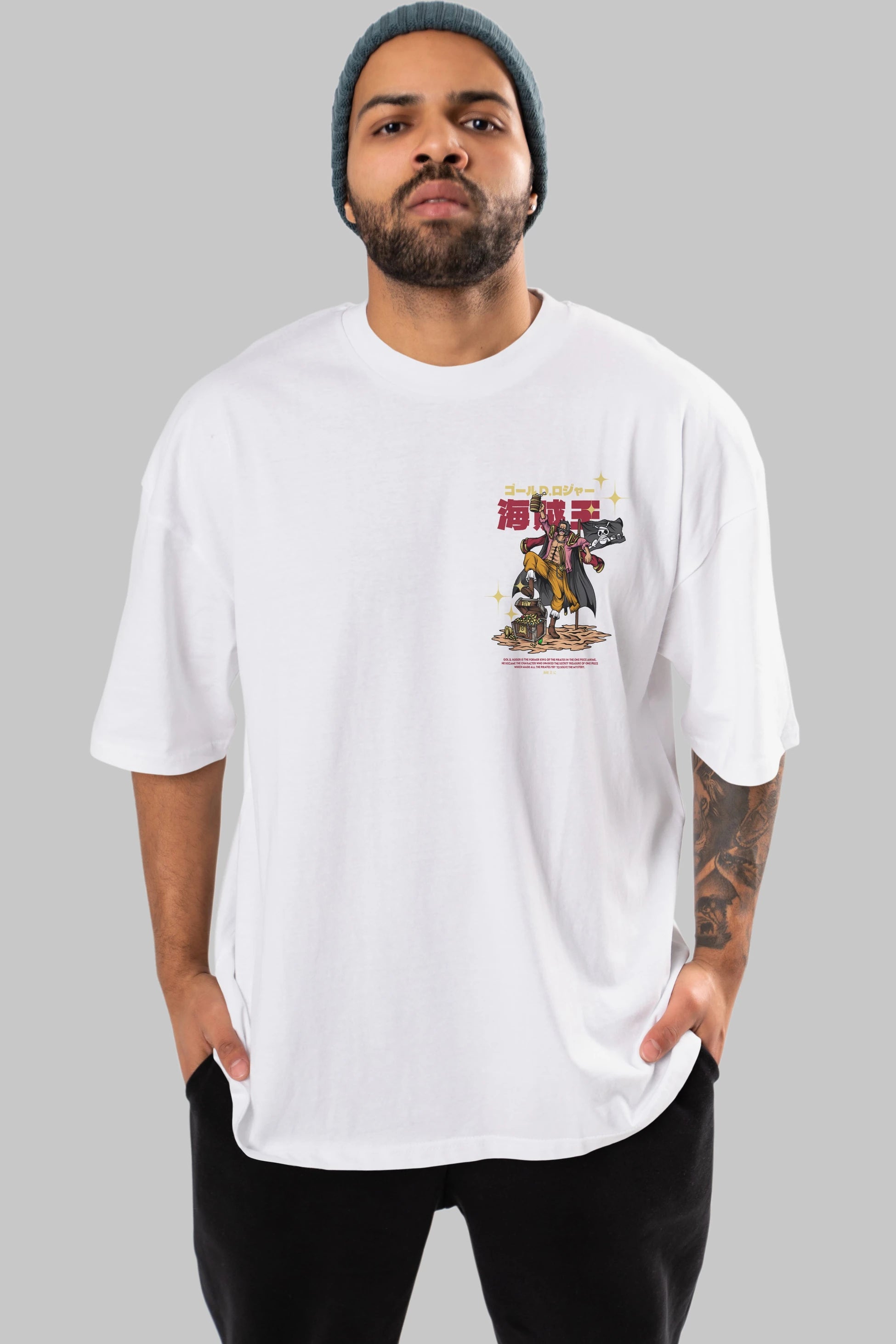 Roger Ön Sol Baskılı Oversize t-shirt Erkek Kadın Unisex %100 Pamuk Bisiklet Yaka tişort