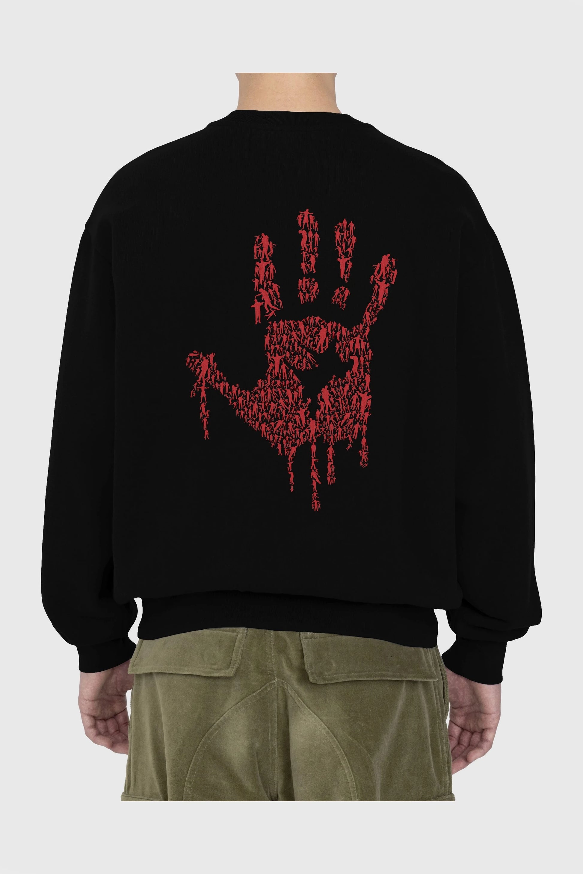 Hand Of Zombies Arka Baskılı Oversize Sweatshirt Erkek Kadın Unisex