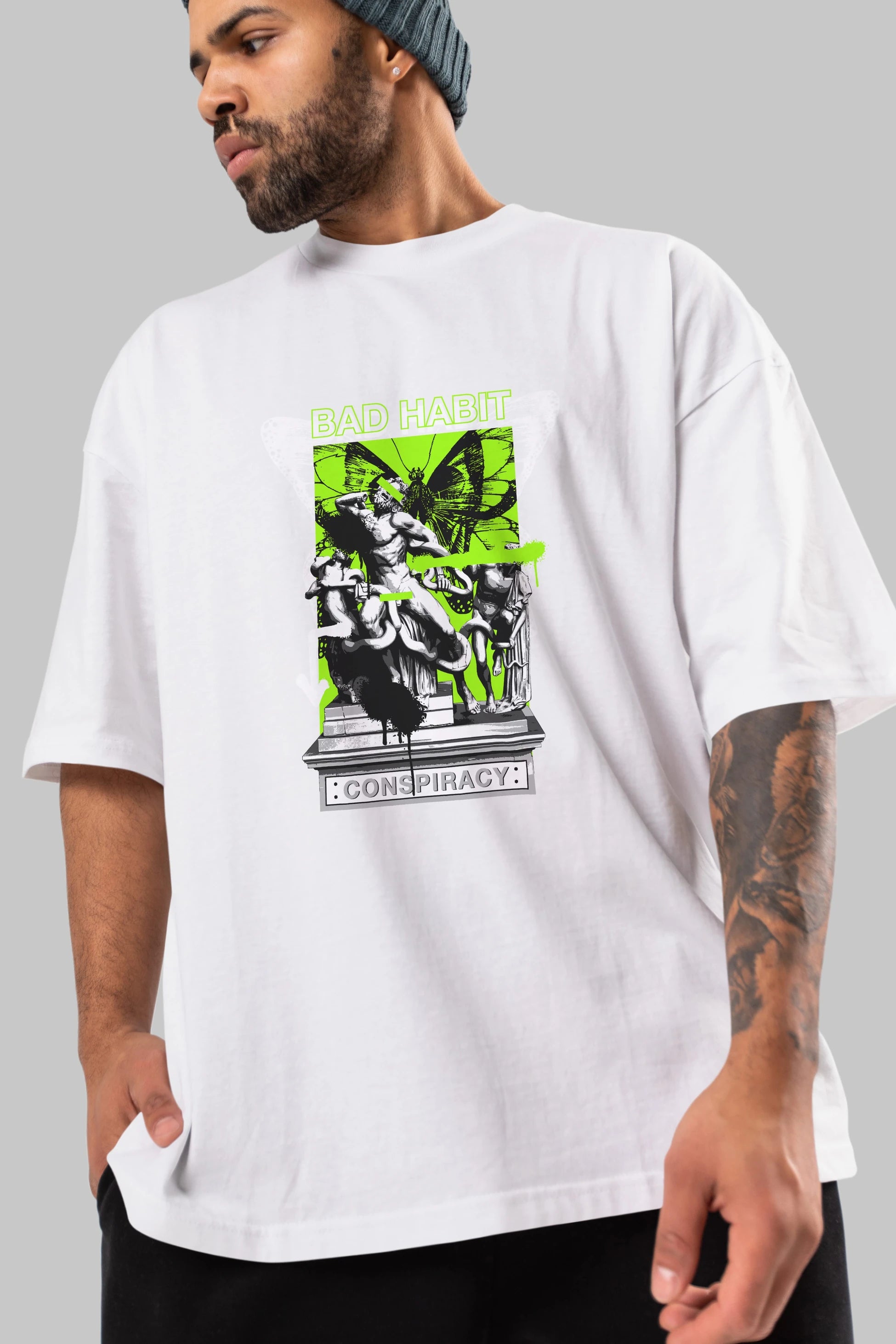 Bad Habit Ön Baskılı Oversize t-shirt Erkek Kadın Unisex