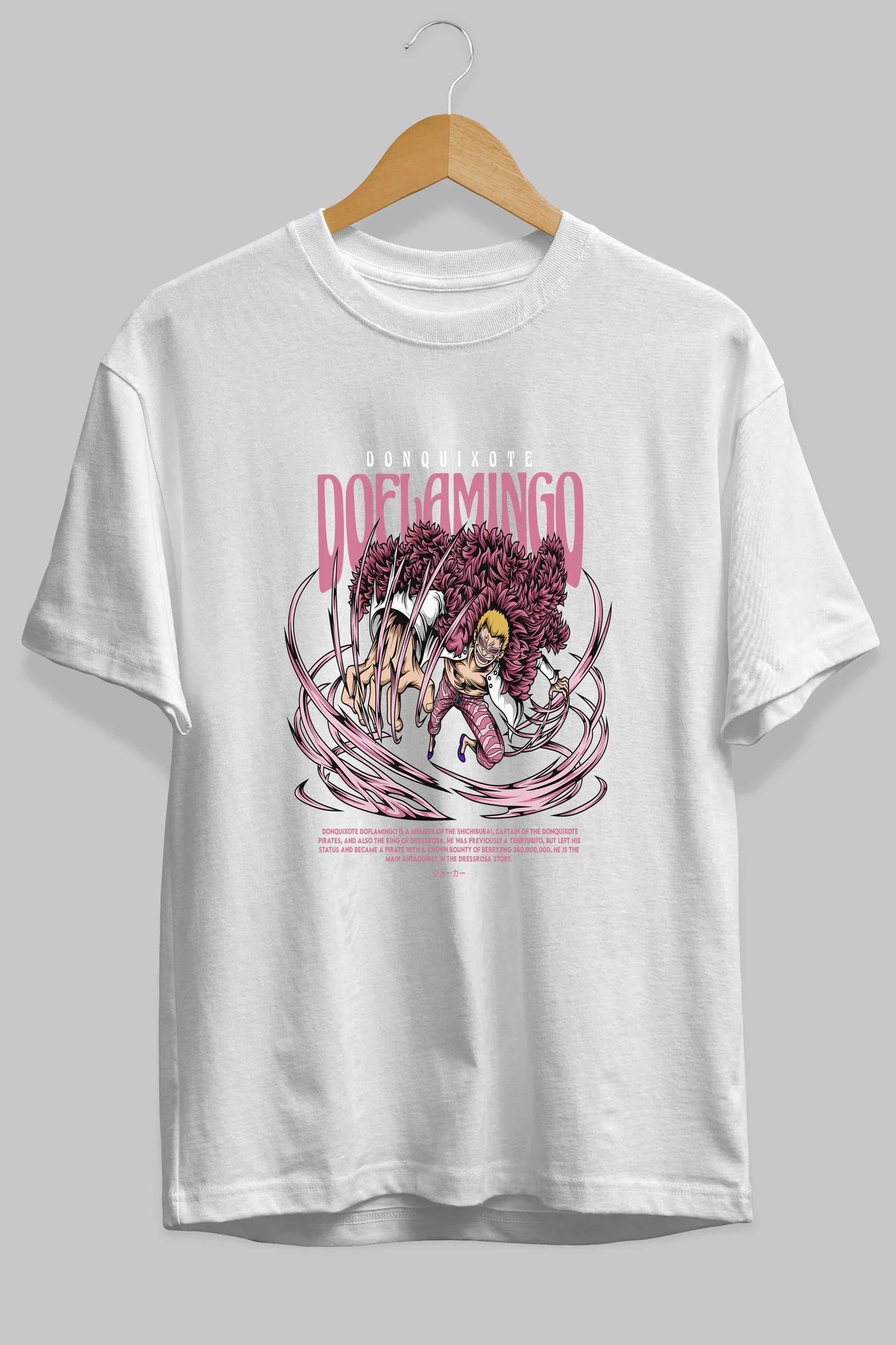 Doflamingo Anime Ön Baskılı Oversize t-shirt %100 pamuk Erkek Kadın Unisex