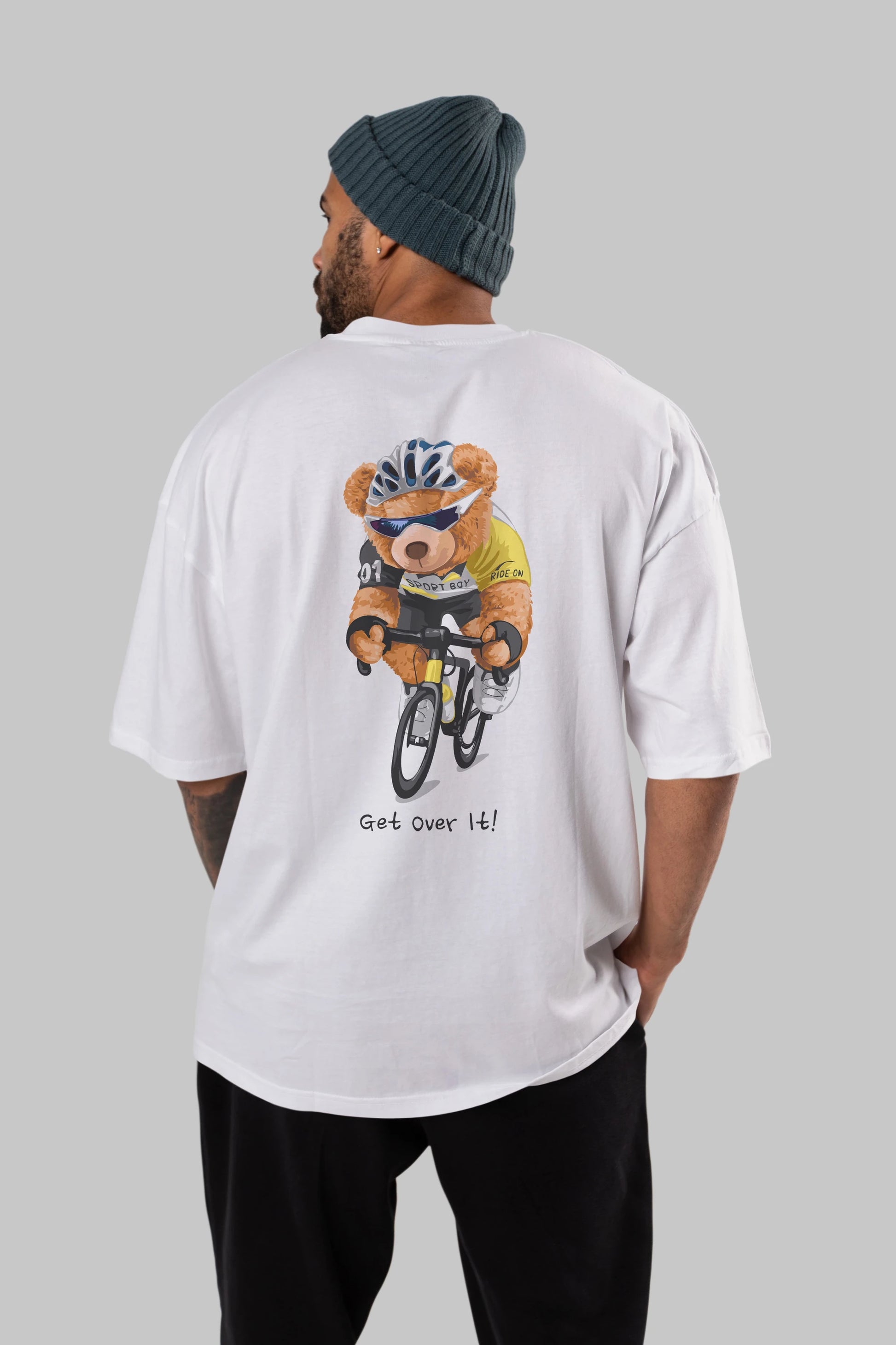 Teddy Bear Sport Boy Arka Baskılı Oversize t-shirt Erkek Kadın Unisex %100 Pamuk