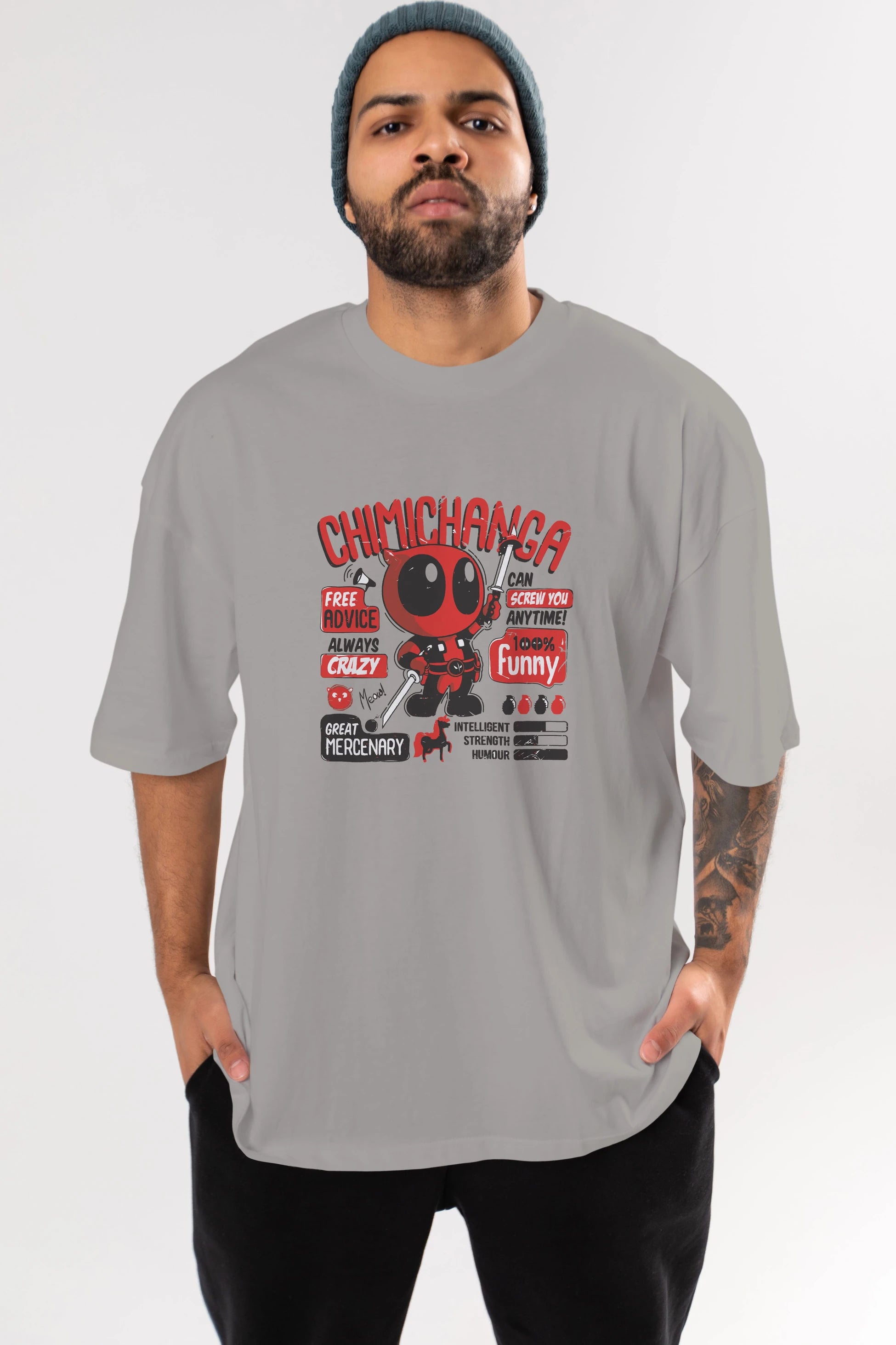Deadpool (9) Ön Baskılı Oversize t-shirt Erkek Kadın Unisex %100 Pamuk Bisiklet Yaka tişort