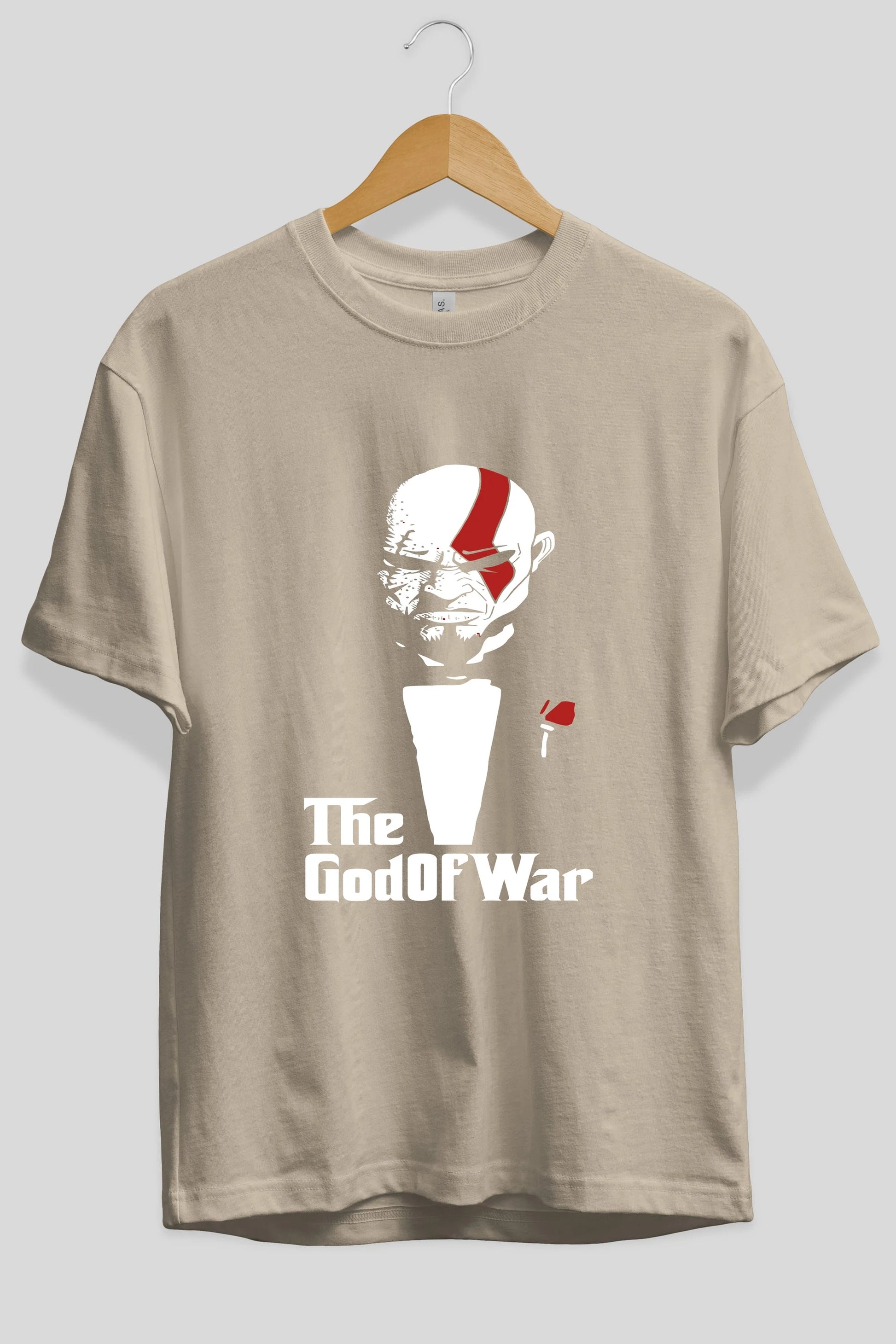 The God of War Ön Baskılı Oversize t-shirt Erkek Kadın Unisex %100 Pamuk Bisiklet Yaka tişort