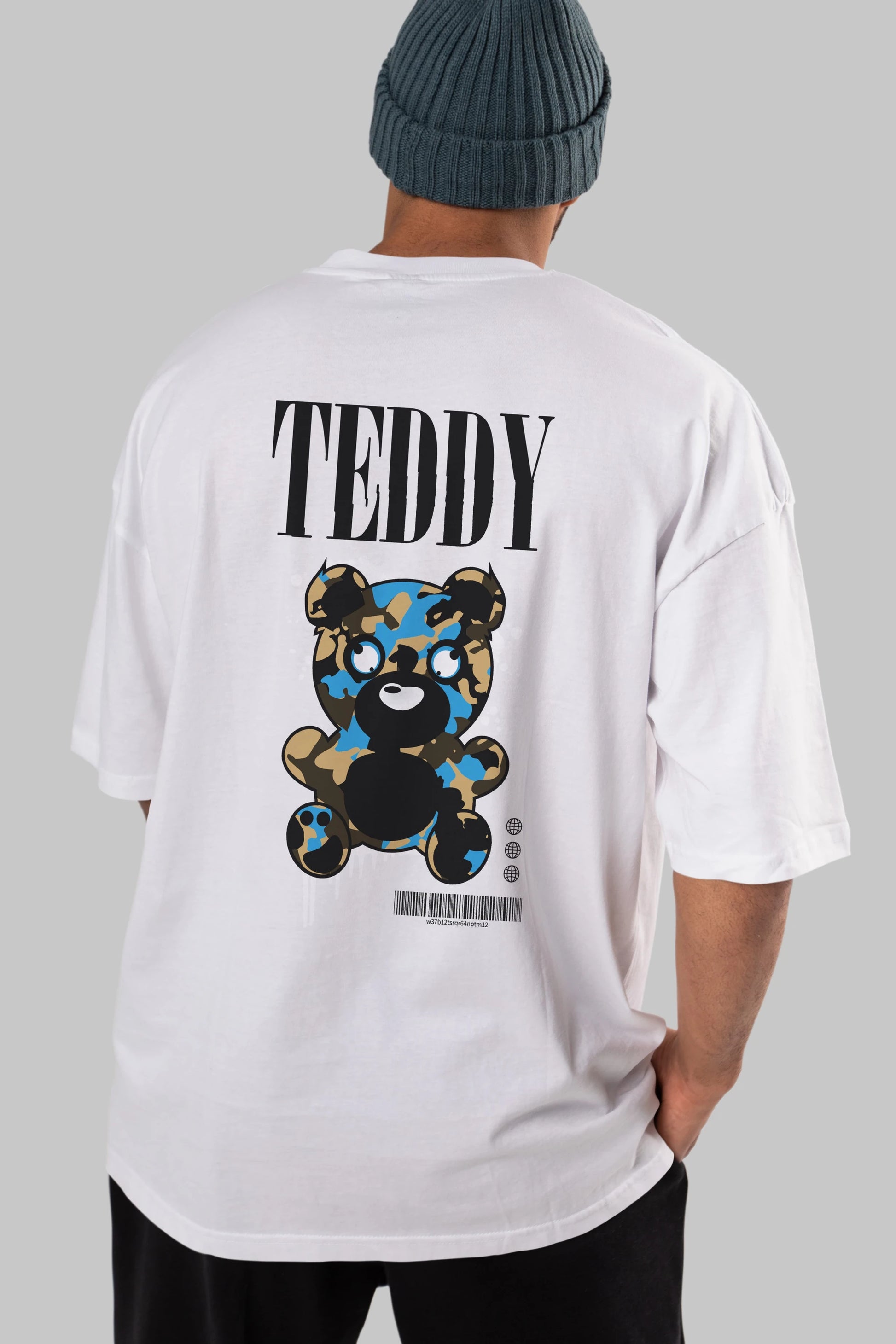 Teddy Bear Streetwear Arka Baskılı Oversize t-shirt Erkek Kadın Unisex
