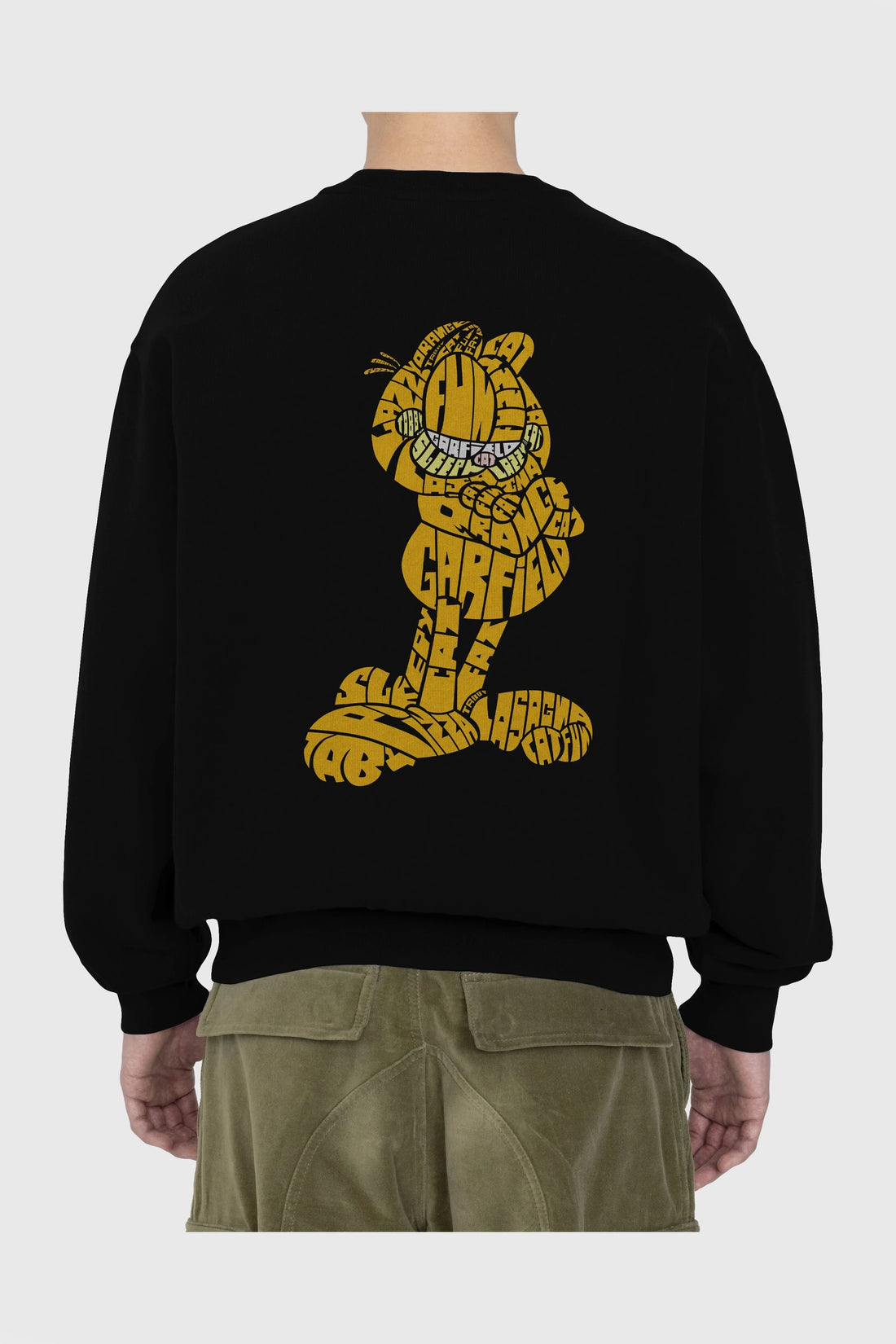 Garfield Arka Baskılı Oversize Sweatshirt Erkek Kadın Unisex
