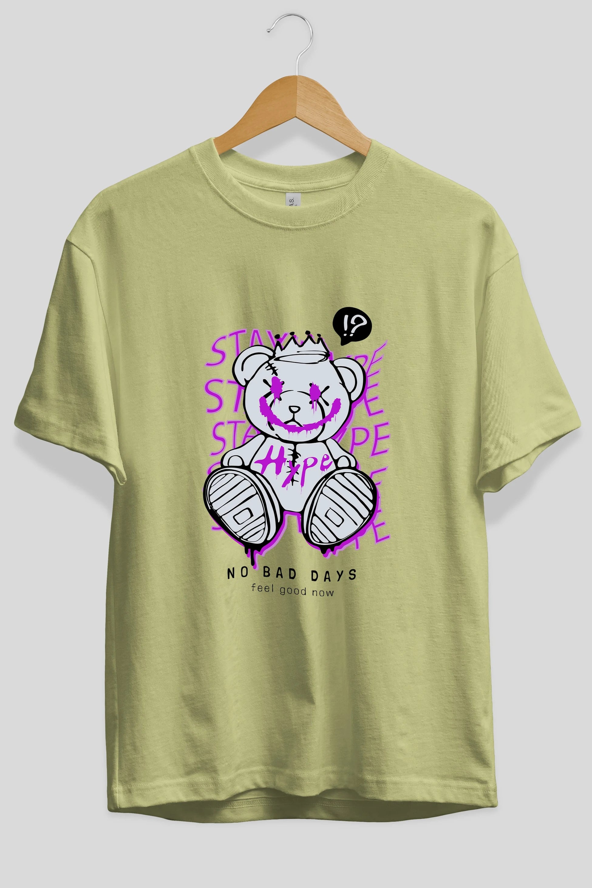 Stay Hype Bear Ön Baskılı Oversize t-shirt Erkek Kadın Unisex
