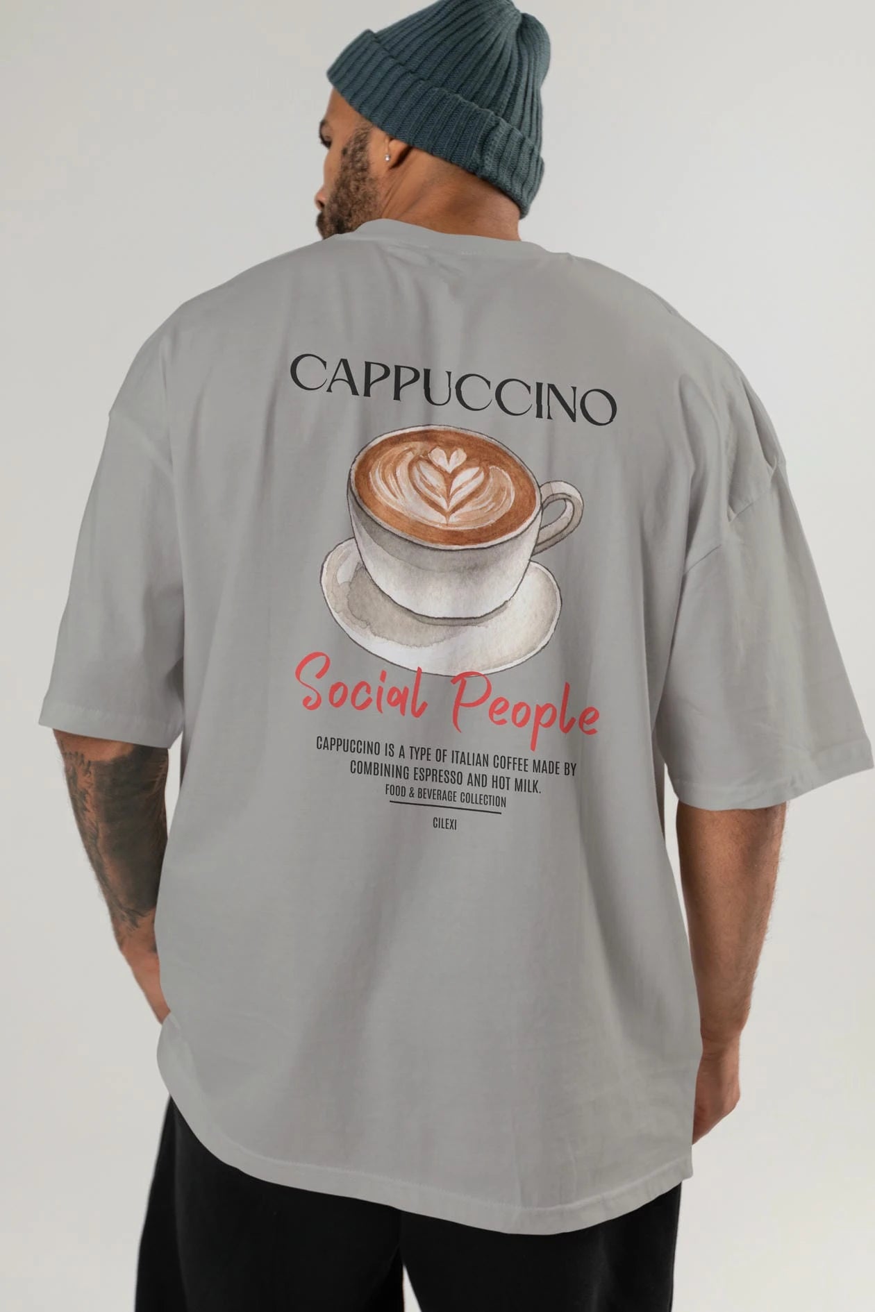 Cappuccino Kokteyl Serisi Baskılı Oversize t-shirt Erkek Kadın Unisex %100 Pamuk Bisiklet Yaka tişort