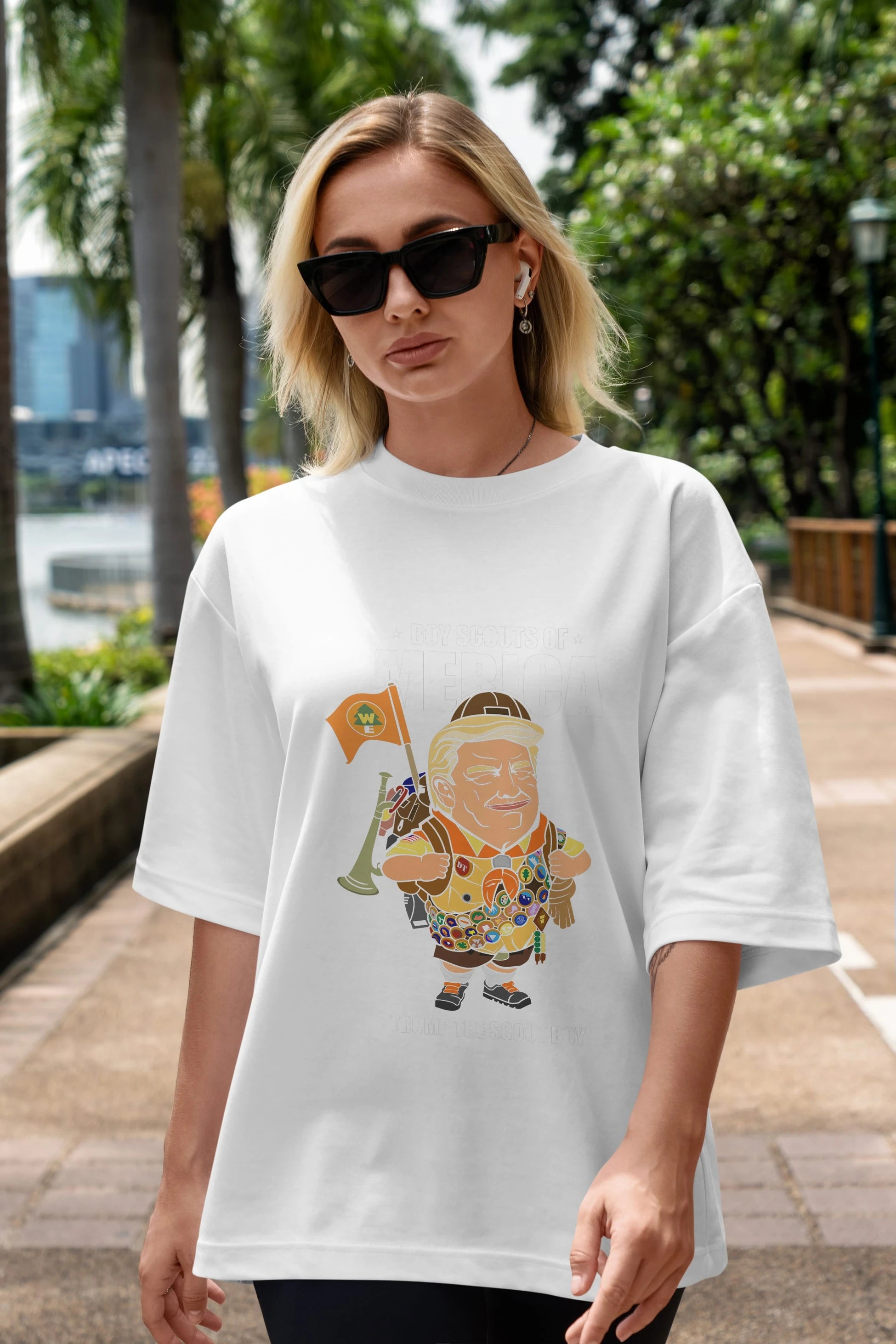 Trump Scout Boy Ön Baskılı Oversize t-shirt Erkek Kadın Unisex %100 Pamuk tişort
