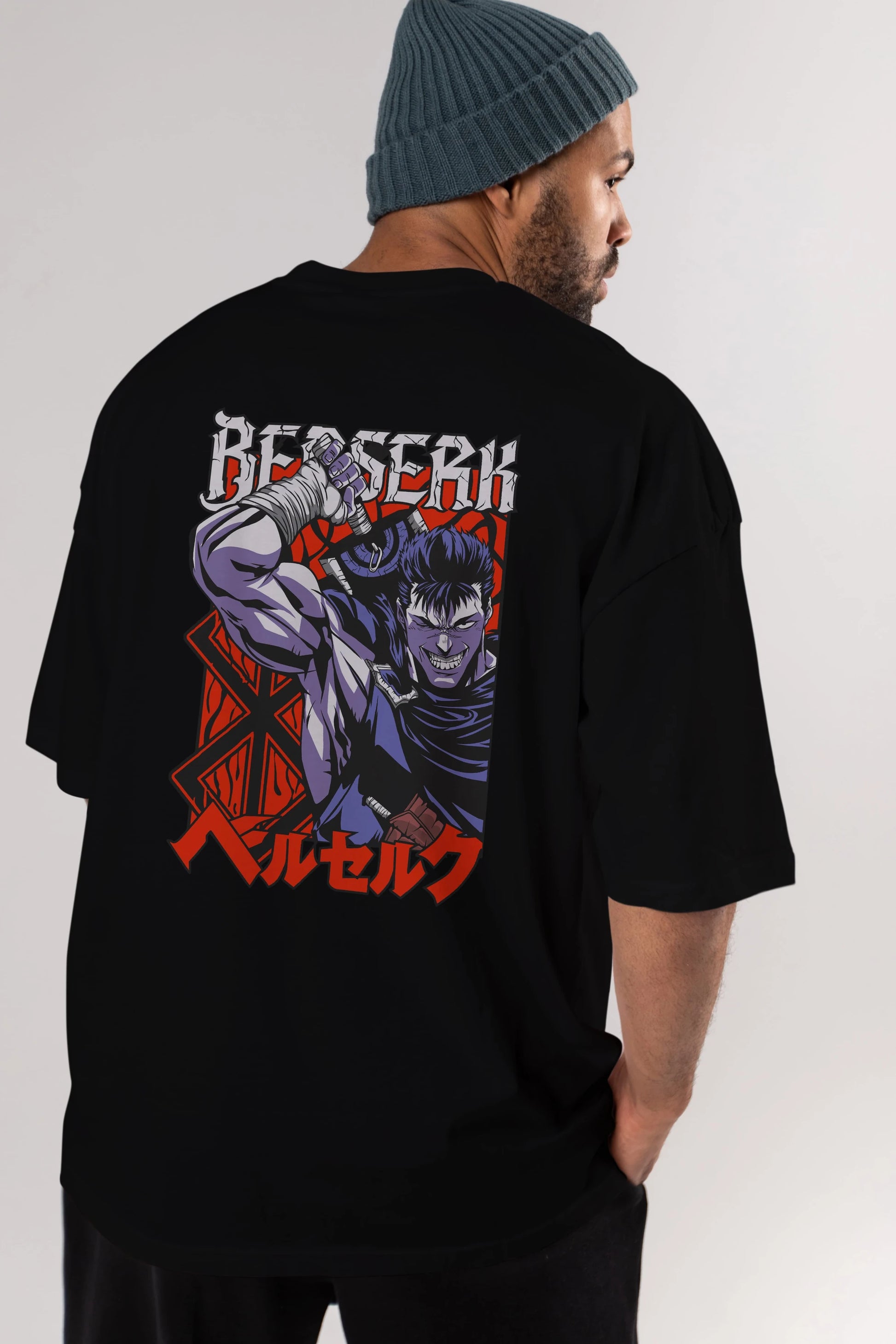 GUTS berserk Anime Arka Baskılı Oversize t-shirt Erkek Kadın Unisex