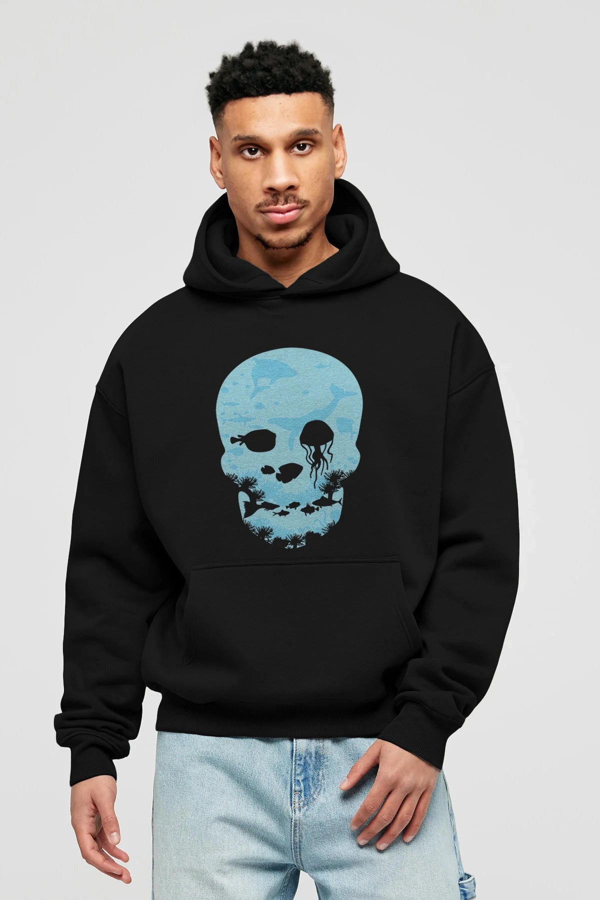Dead Sea Ön Baskılı Hoodie Oversize Kapüşonlu Sweatshirt Erkek Kadın Unisex