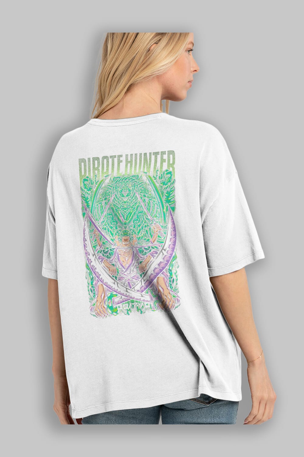 RORONOA ZORO 3 Anime Arka Baskılı Oversize t-shirt Erkek Kadın Unisex