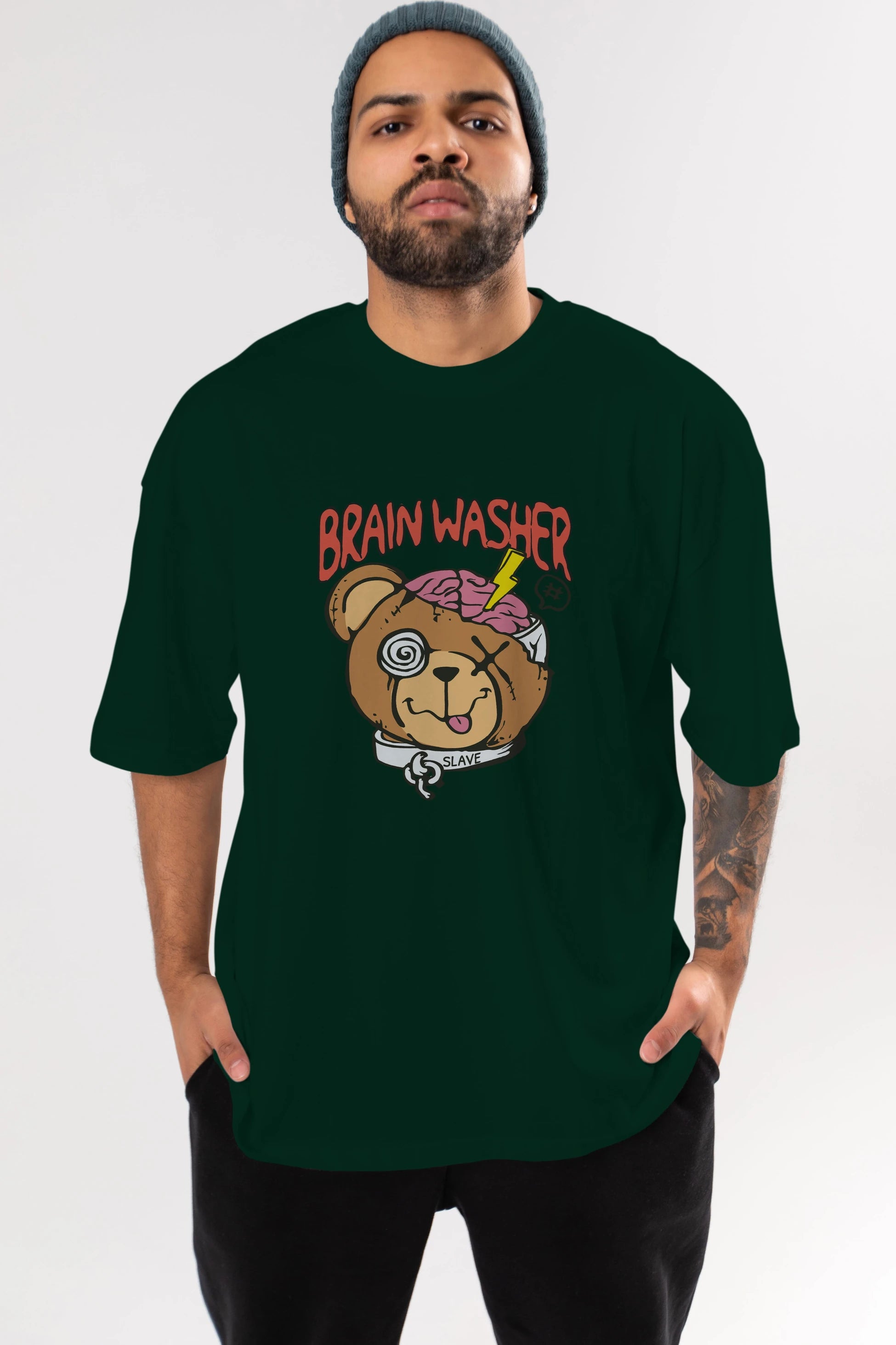 Brain Washer Ön Baskılı Oversize t-shirt Erkek Kadın Unisex